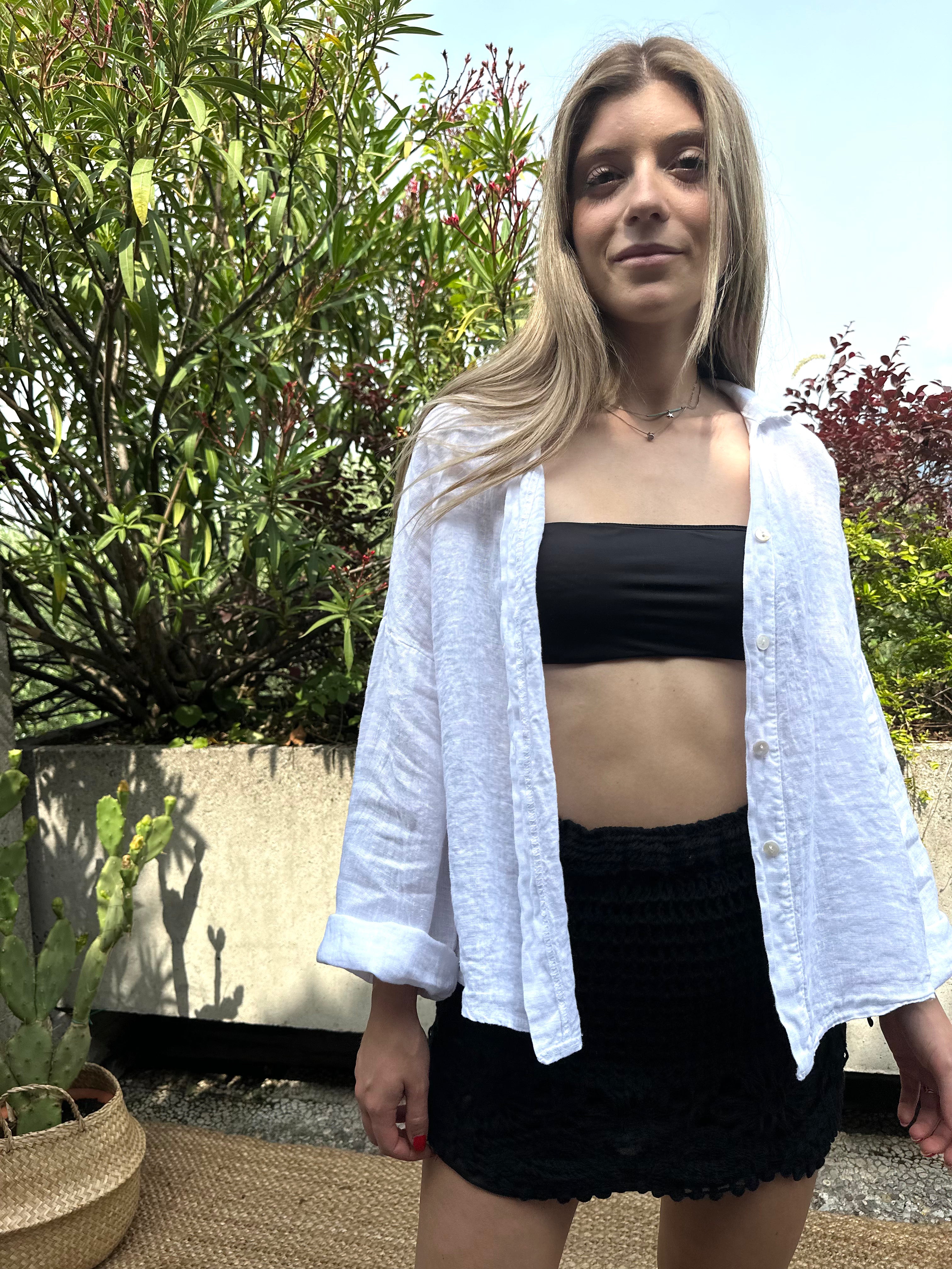 CAMICIA 100% LINO BIANCA