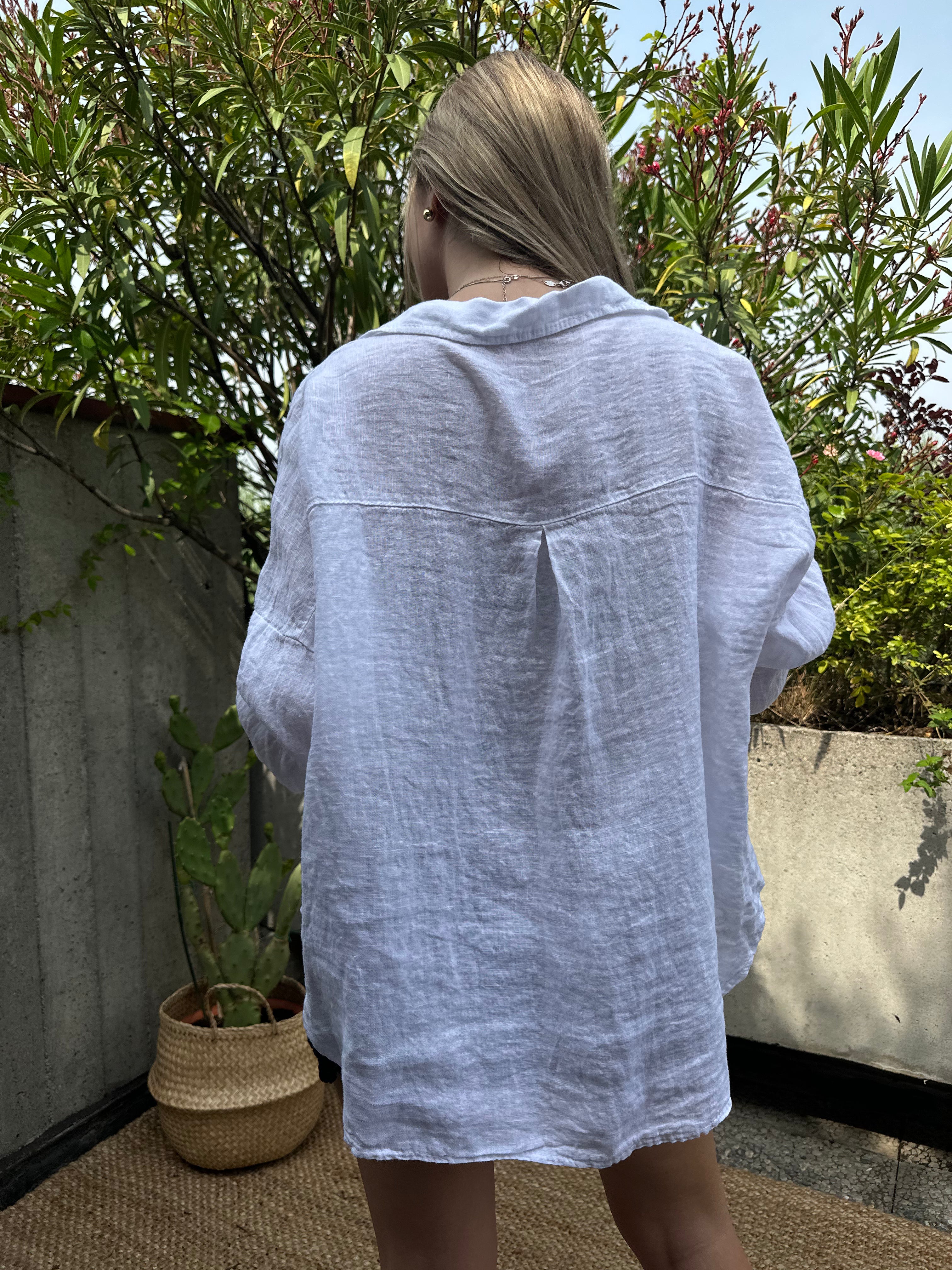 CAMICIA 100% LINO BIANCA
