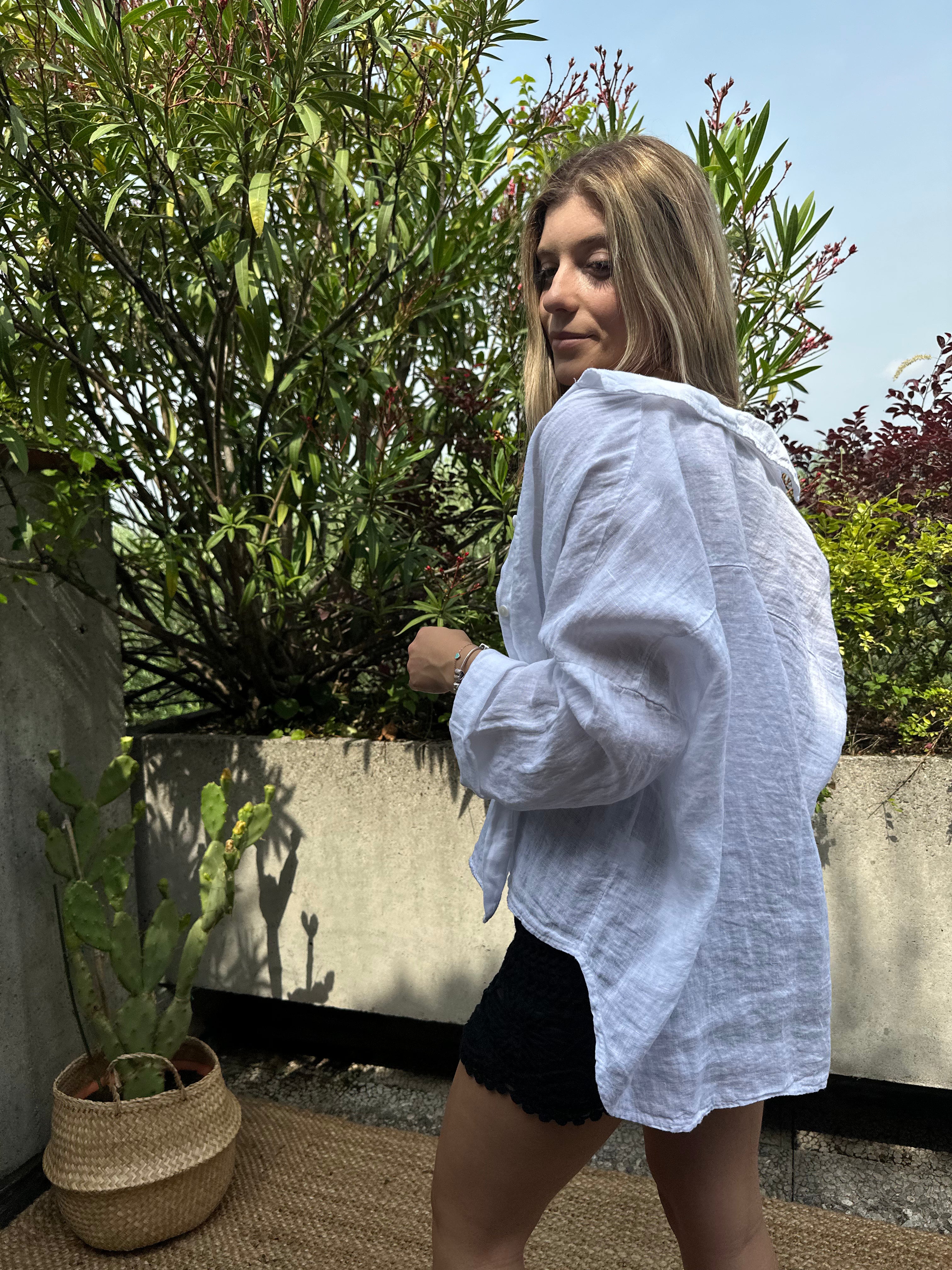 CAMICIA 100% LINO BIANCA