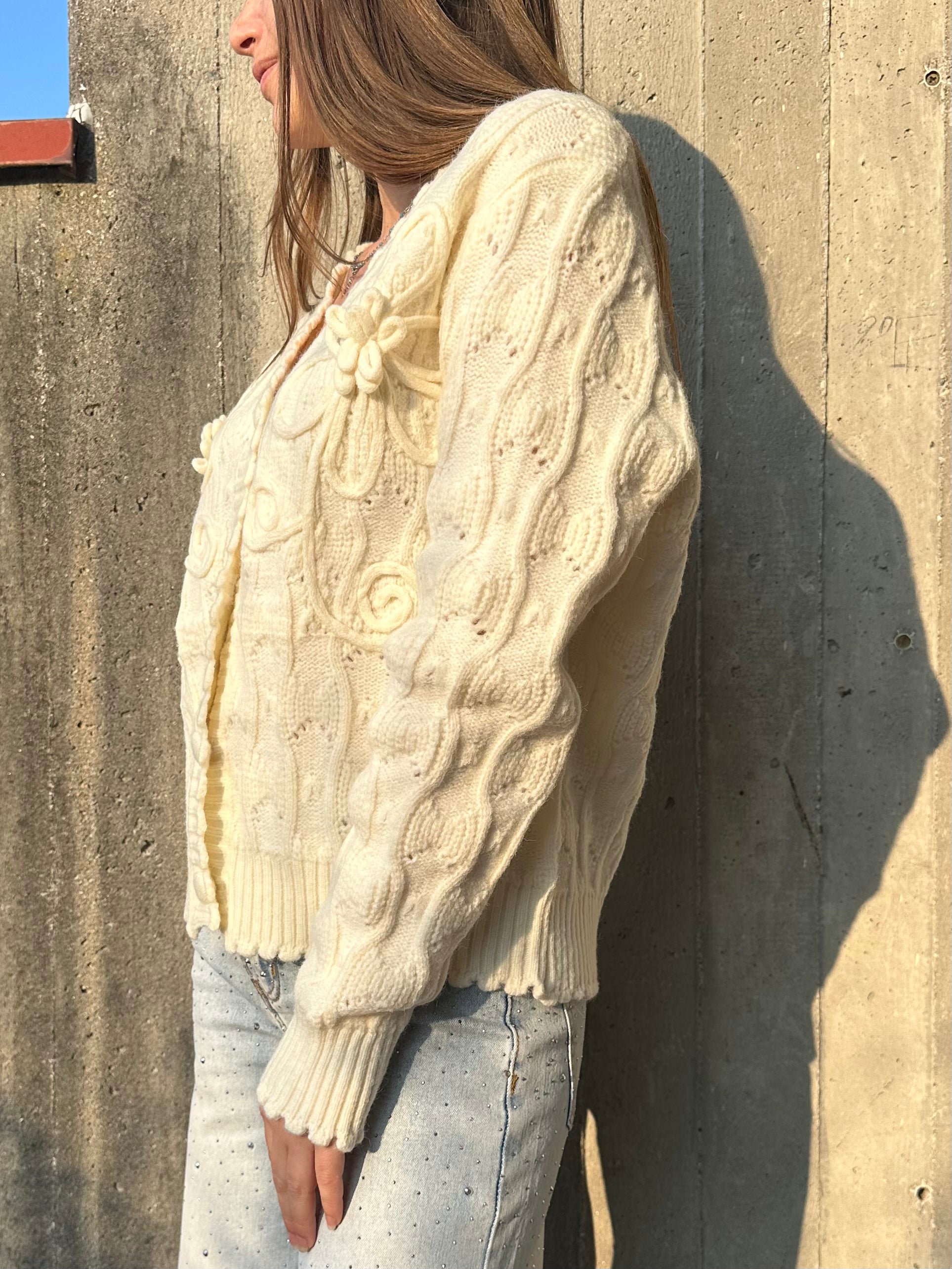 CARDIGAN RICAMATO PANNA