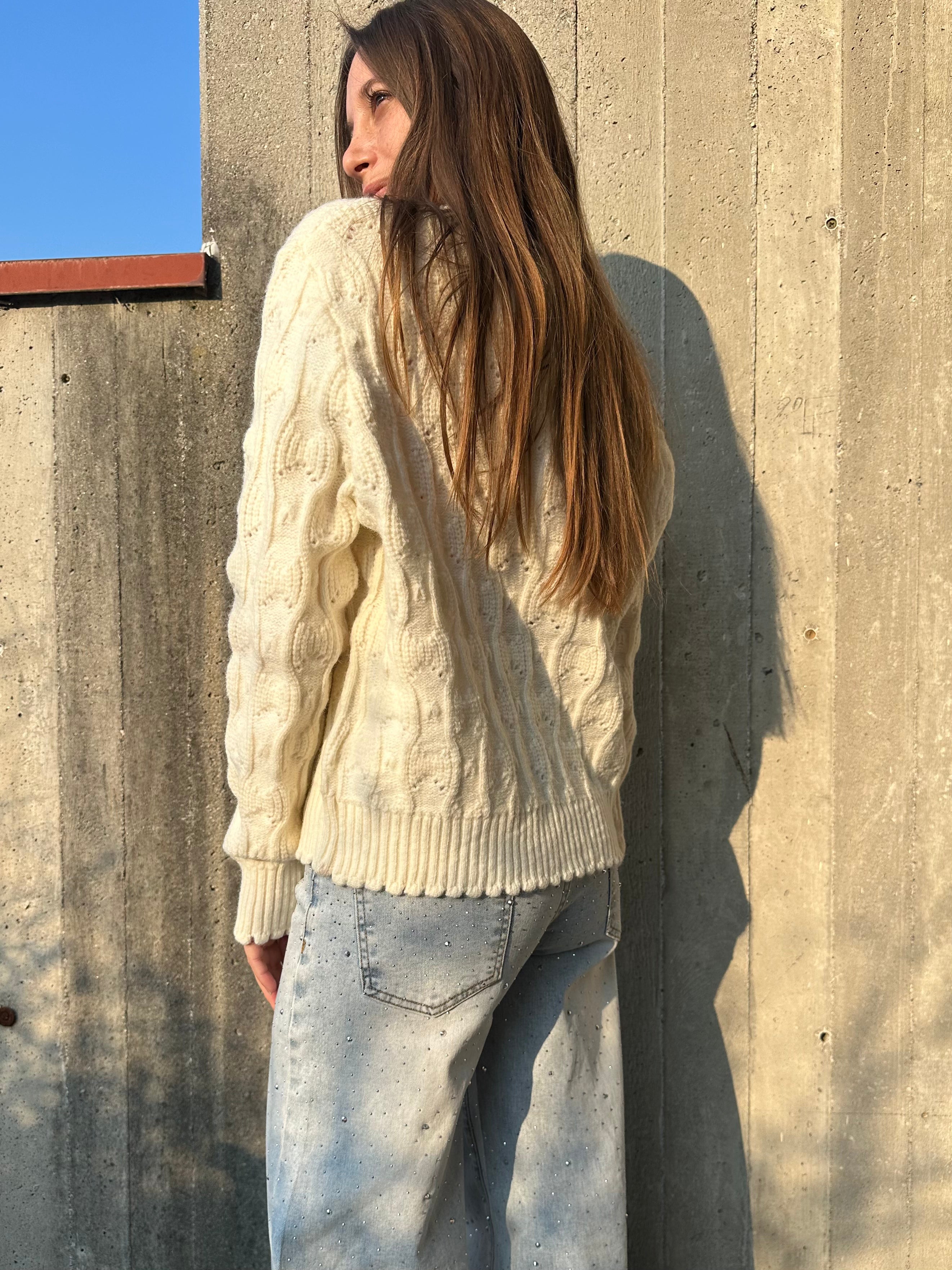 CARDIGAN RICAMATO PANNA