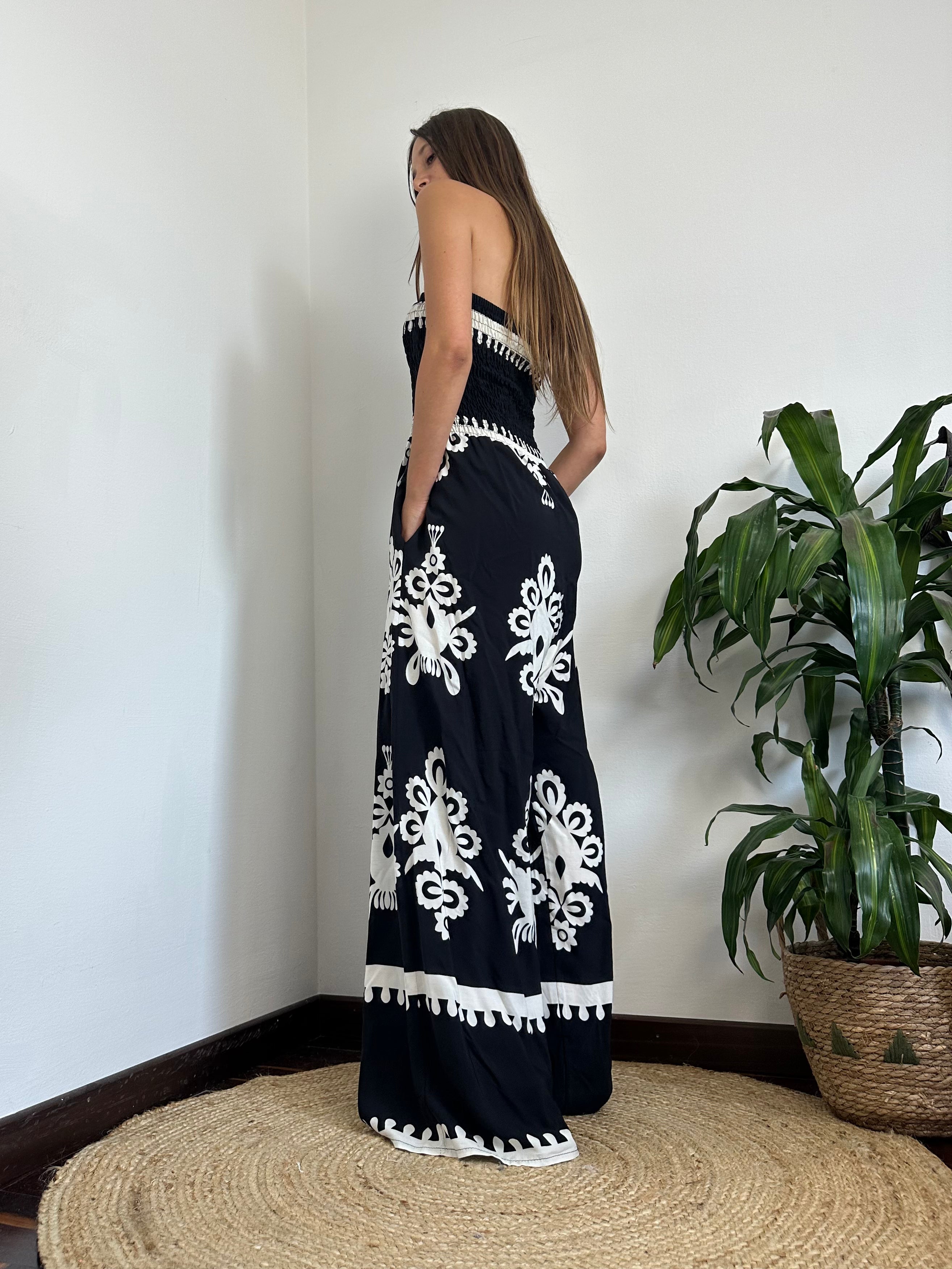 JUMPSUIT 100% VISCOSA STAMPA ETNICA