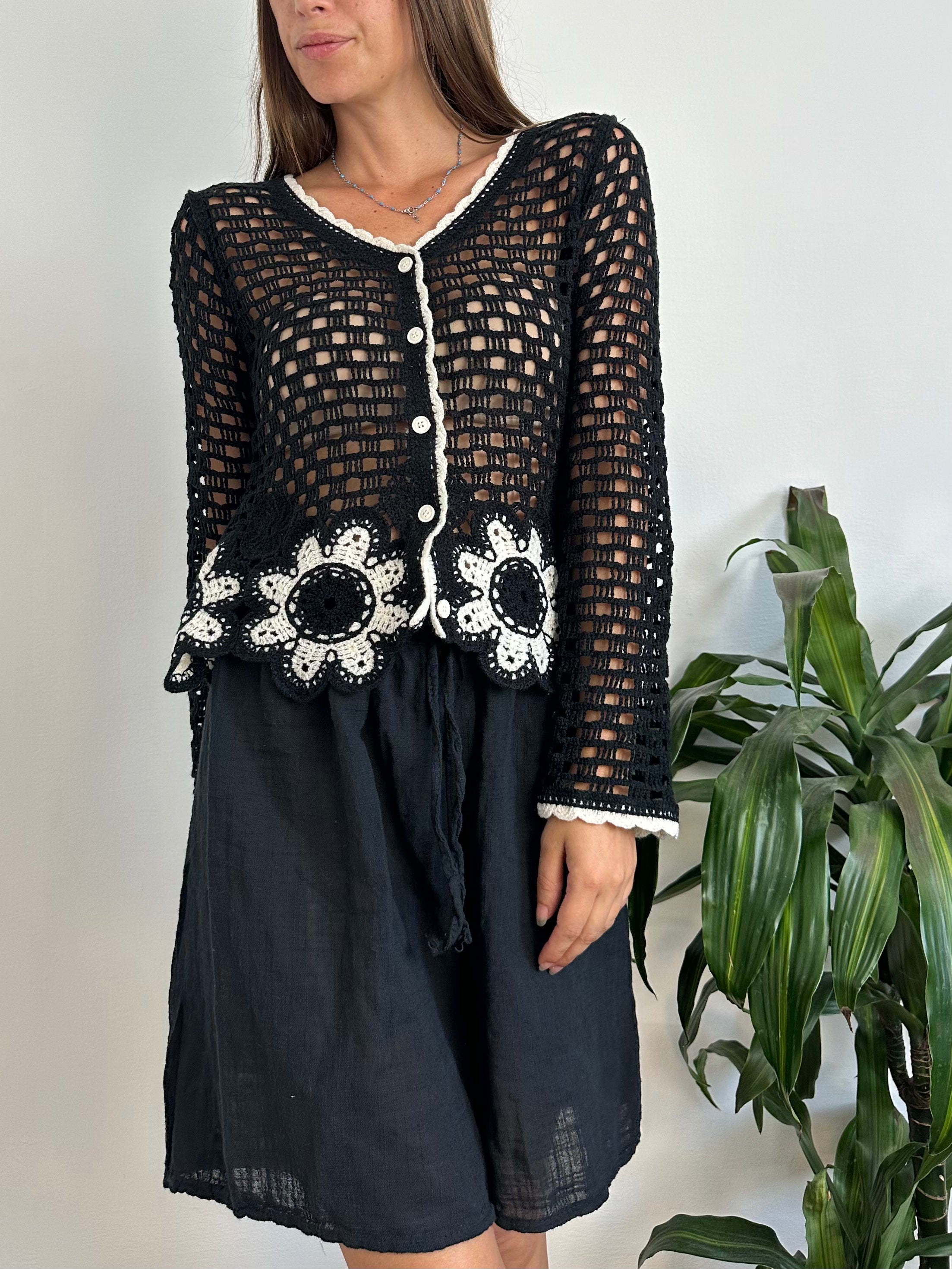 CARDIGAN CROCHET 100% COTONE