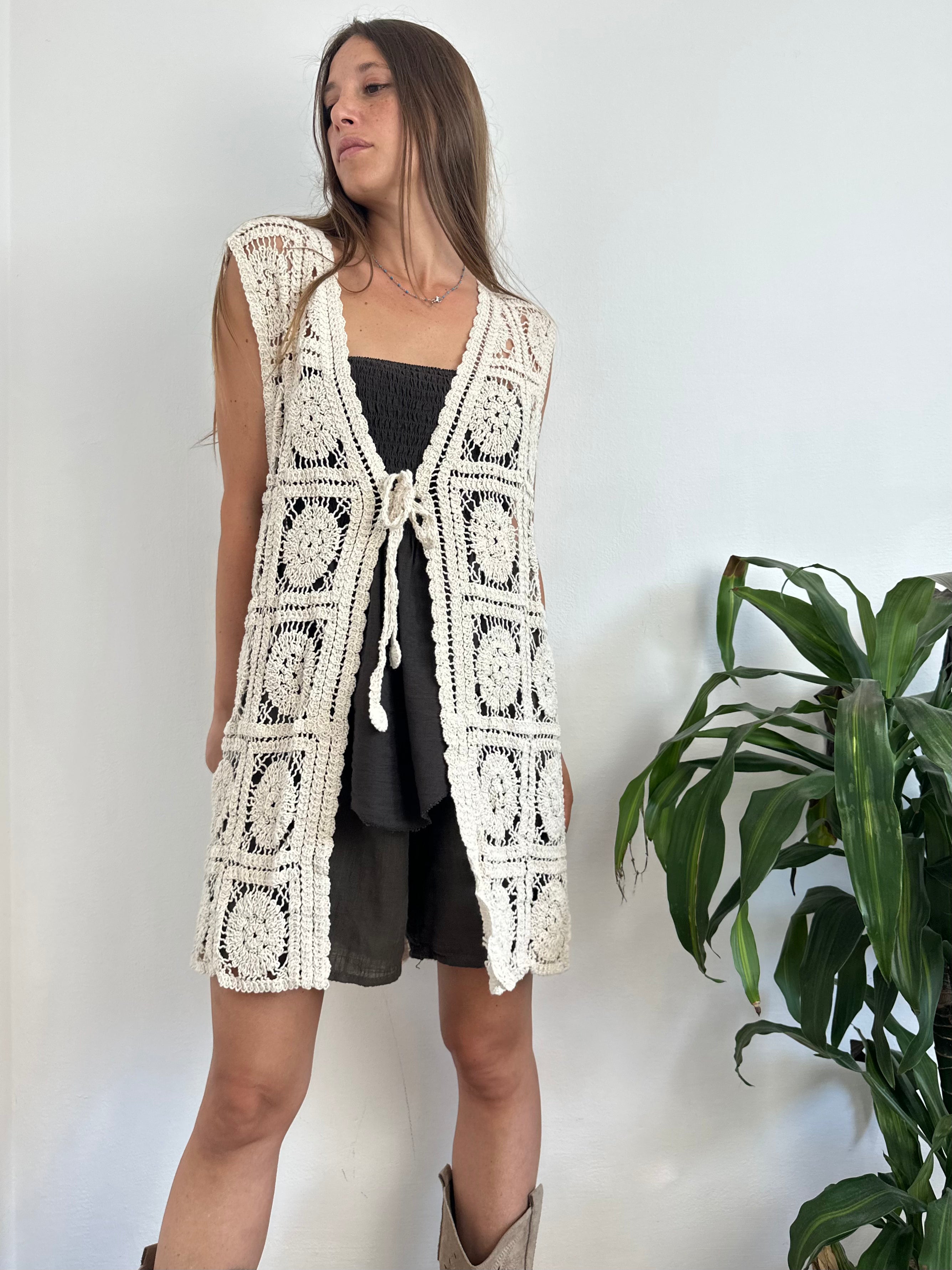 GILET CROCHET 100% COTONE CORTO