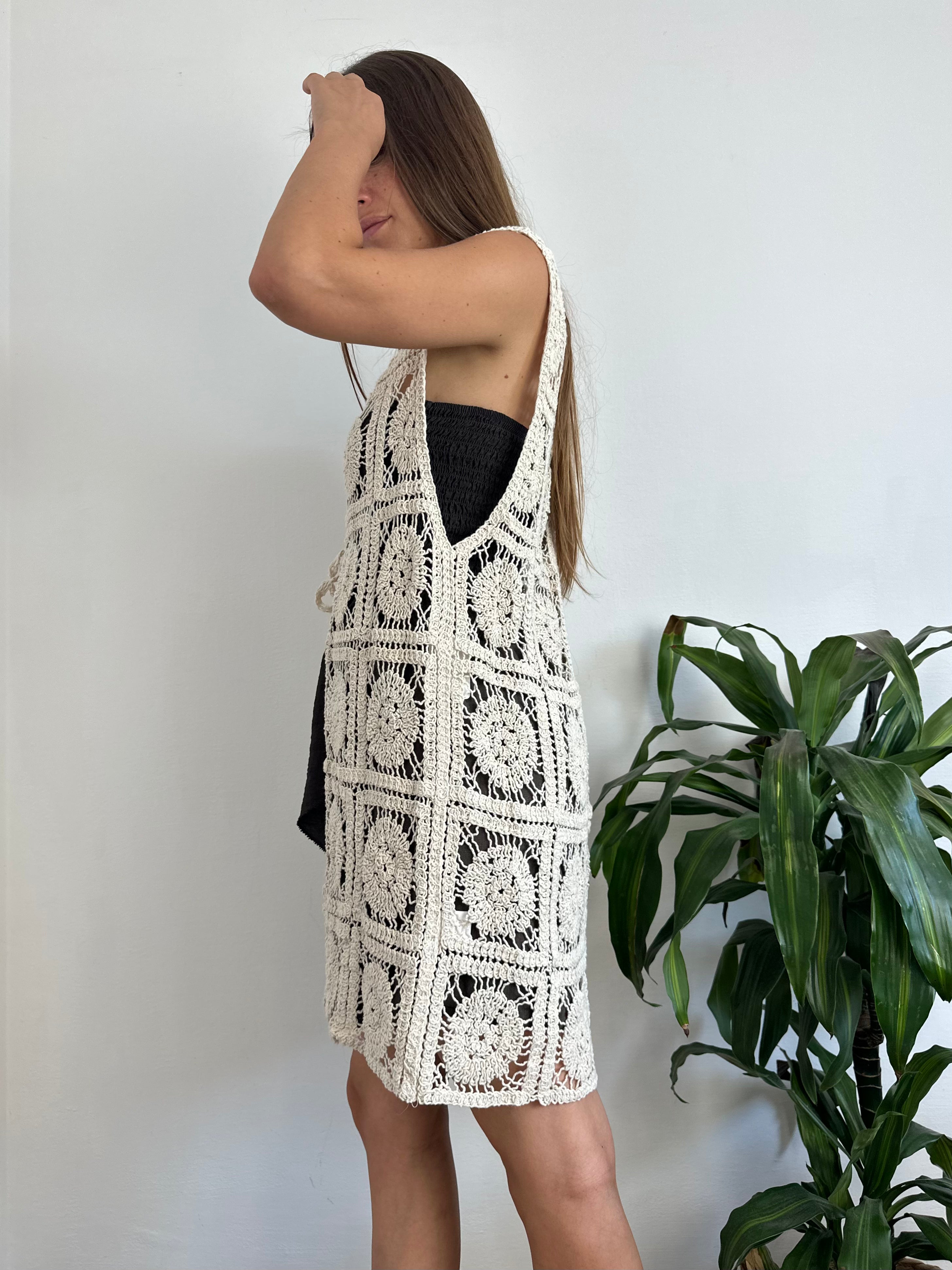 GILET CROCHET 100% COTONE CORTO