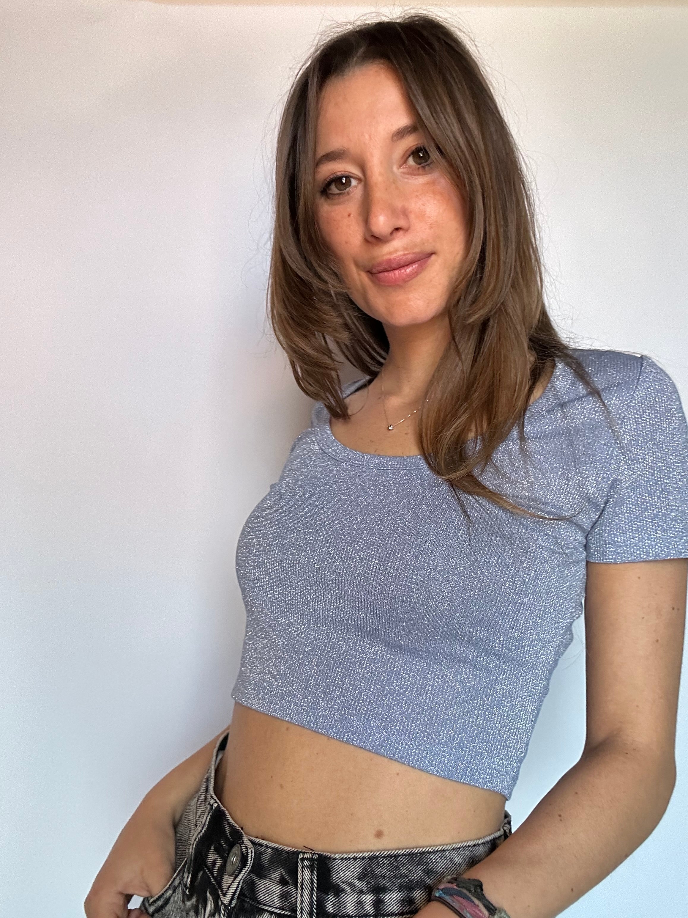 TOP CROP LUMINA AZZURRO