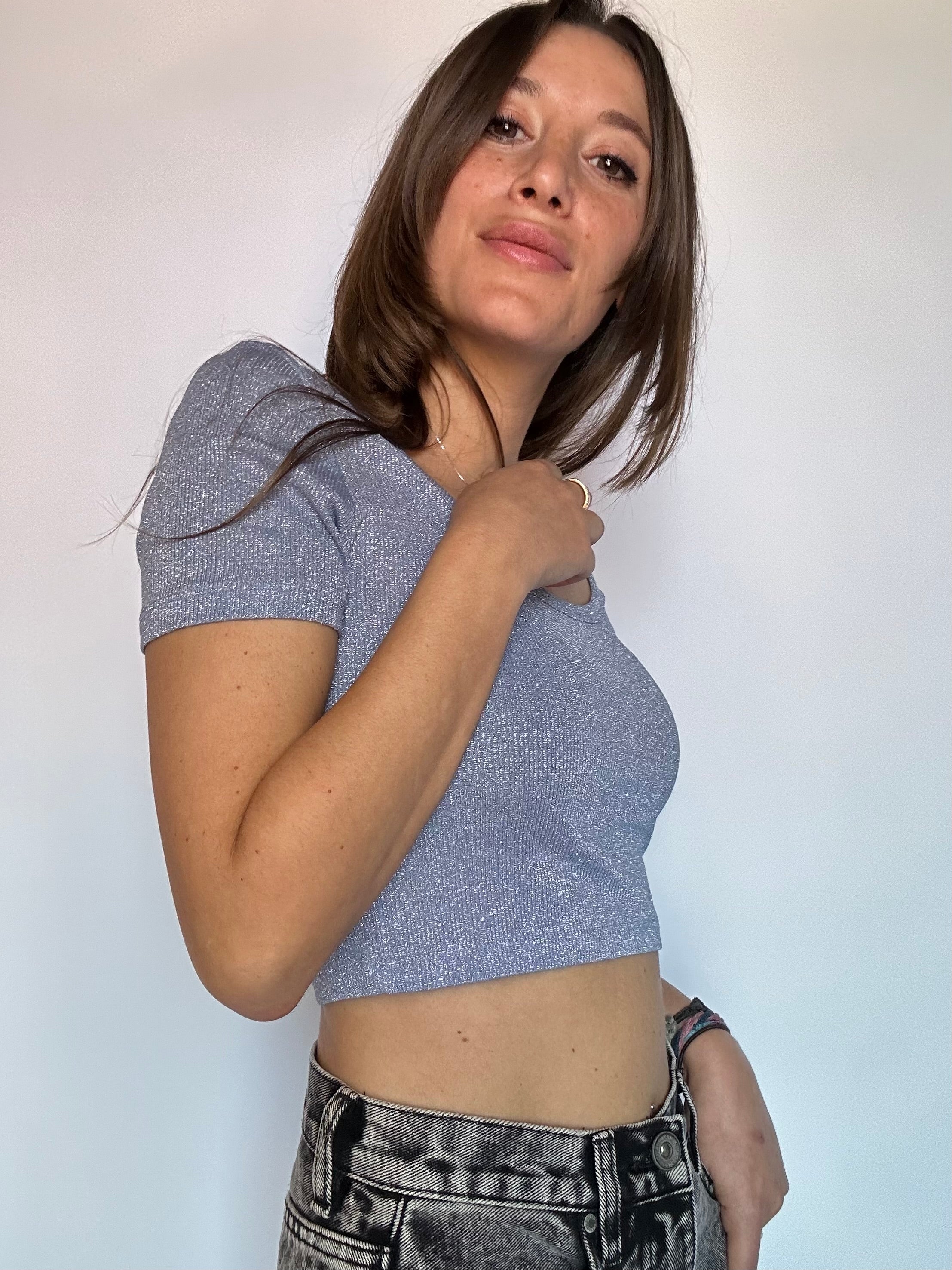 TOP CROP LUMINA AZZURRO