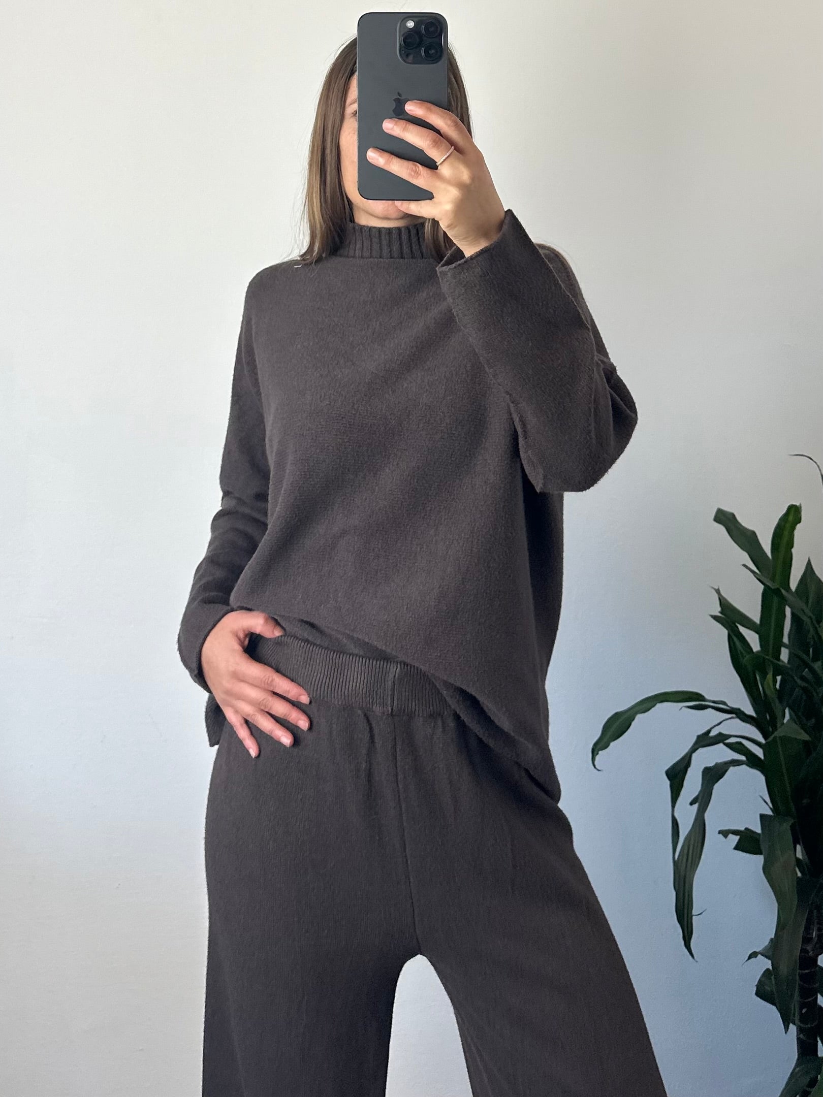 COORDINATO COLLO ALTO VISCOSA MARRONE