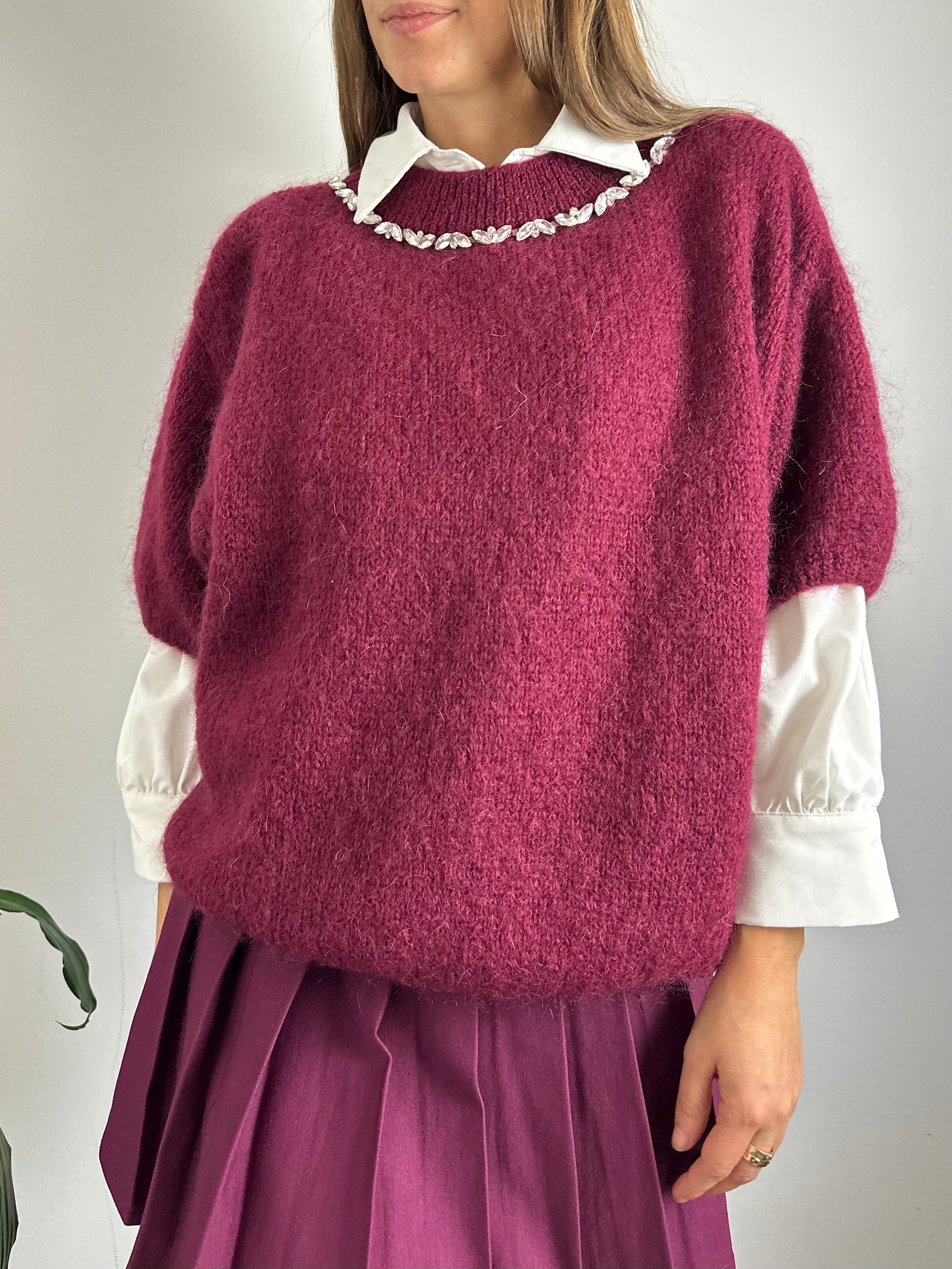 MAGLIONE MOHAIR BORDEAUX