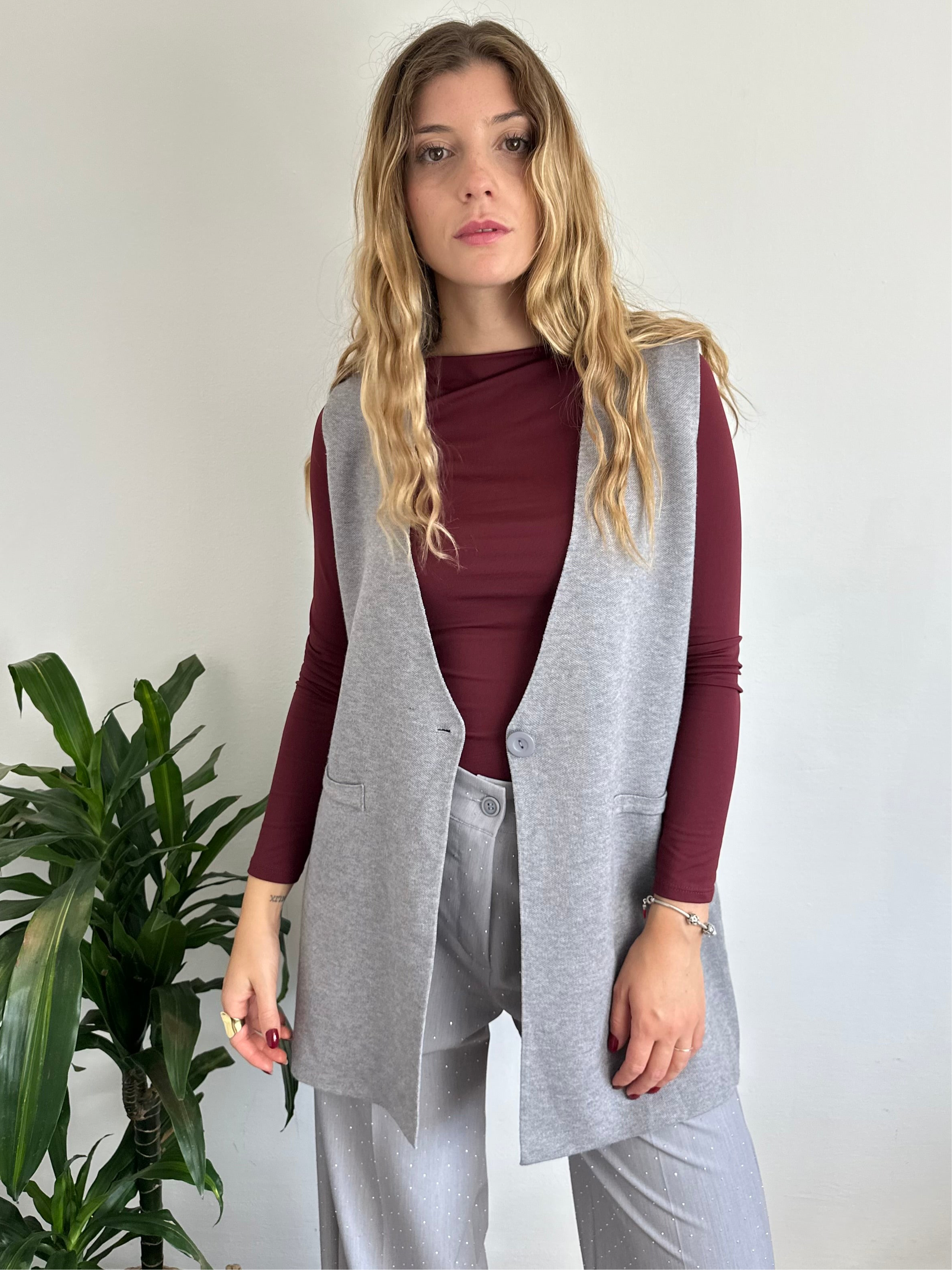 GILET in MAGLIA GRIGIO