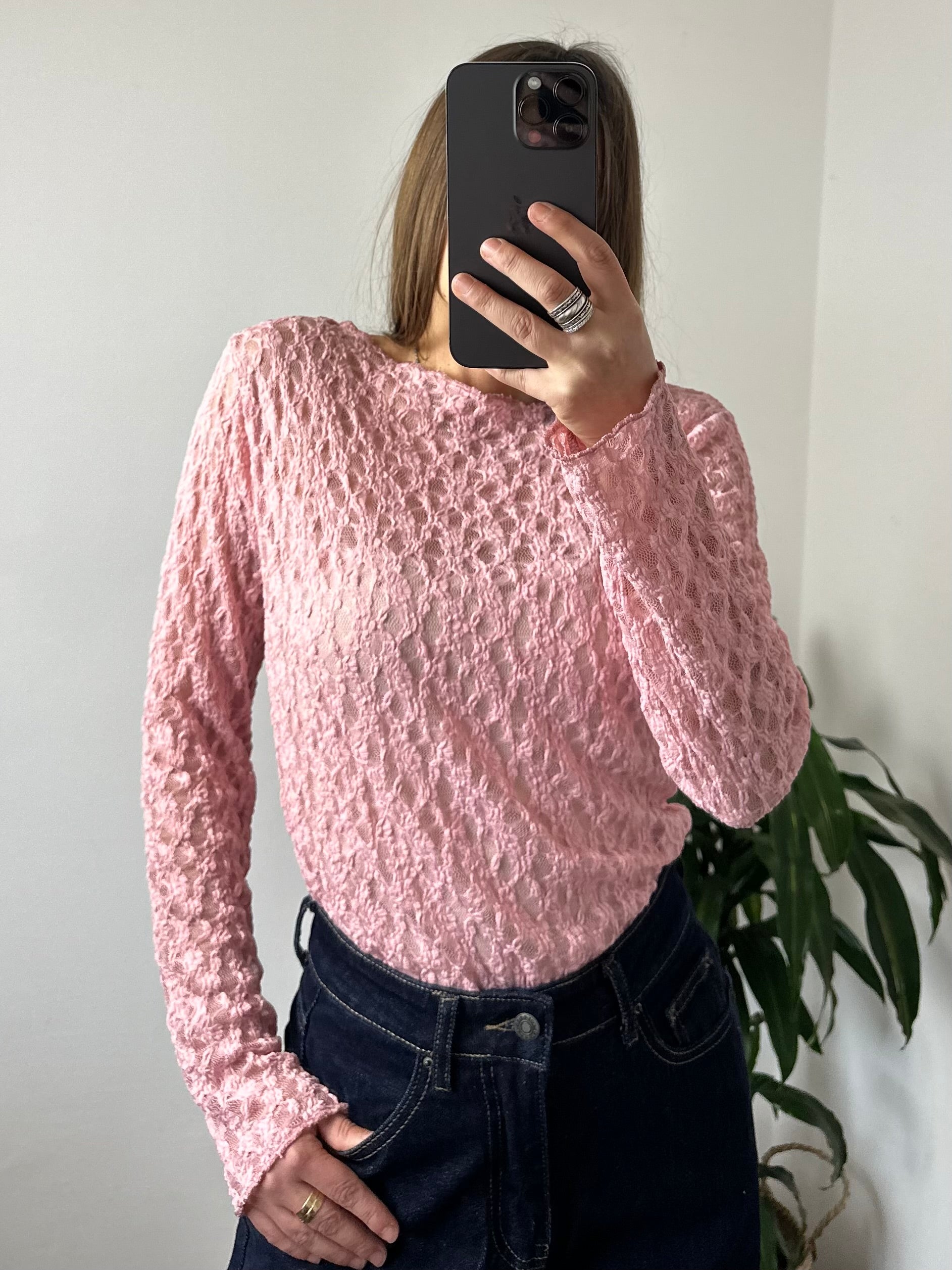 MAGLIA ELASTICIZZATA PIZZO ROSA