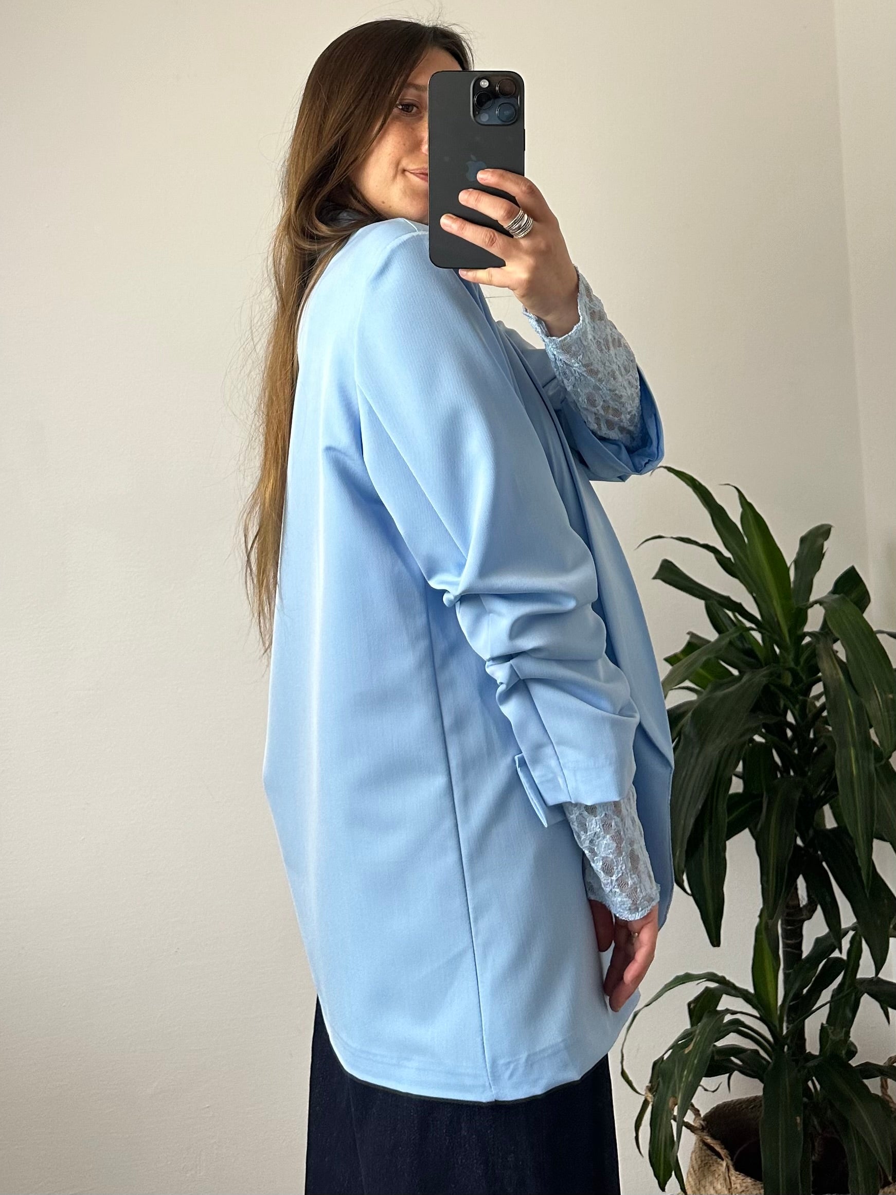 BLAZER MANICA ARRICCIATA AZZURRO