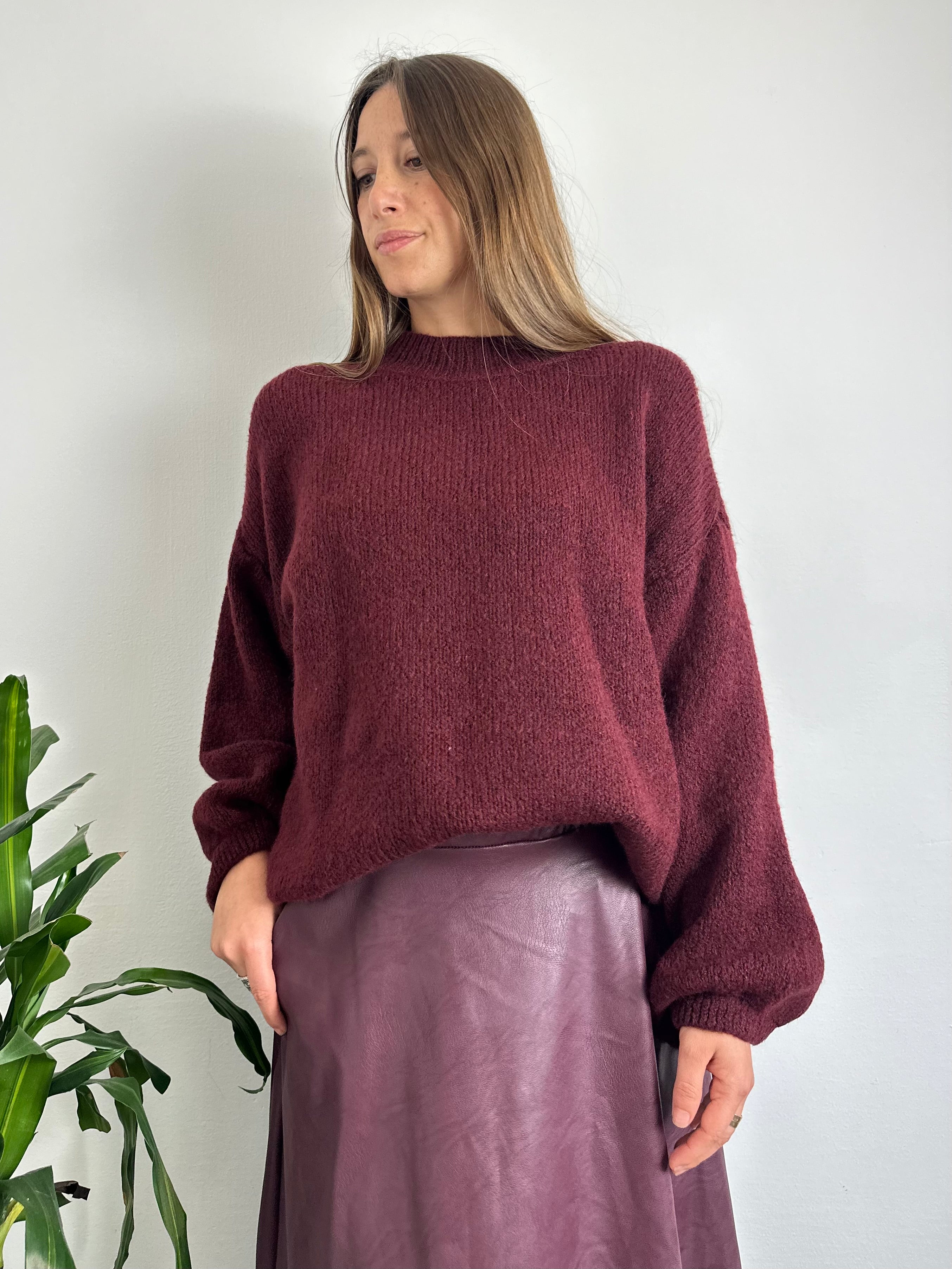 MAGLIONE misto LANA-ALPACA BORDEAUX