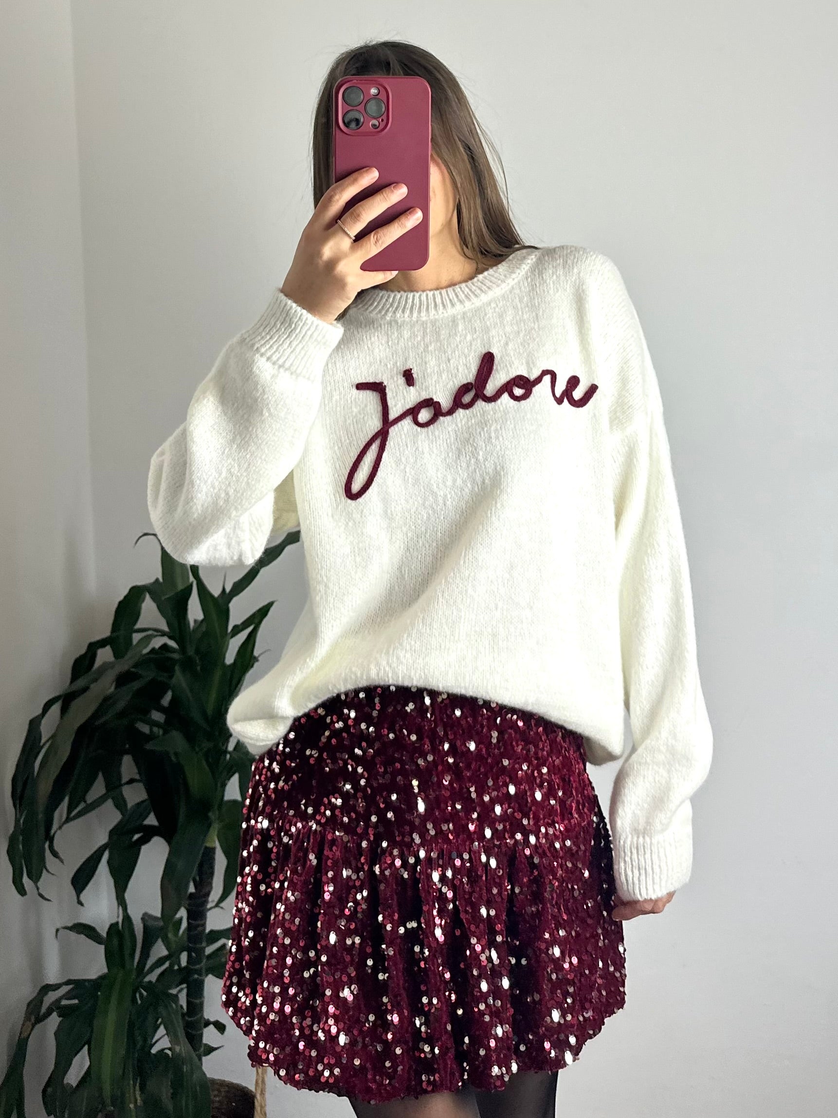 MAGLIONE “J’adore” misto LANA BIANCO