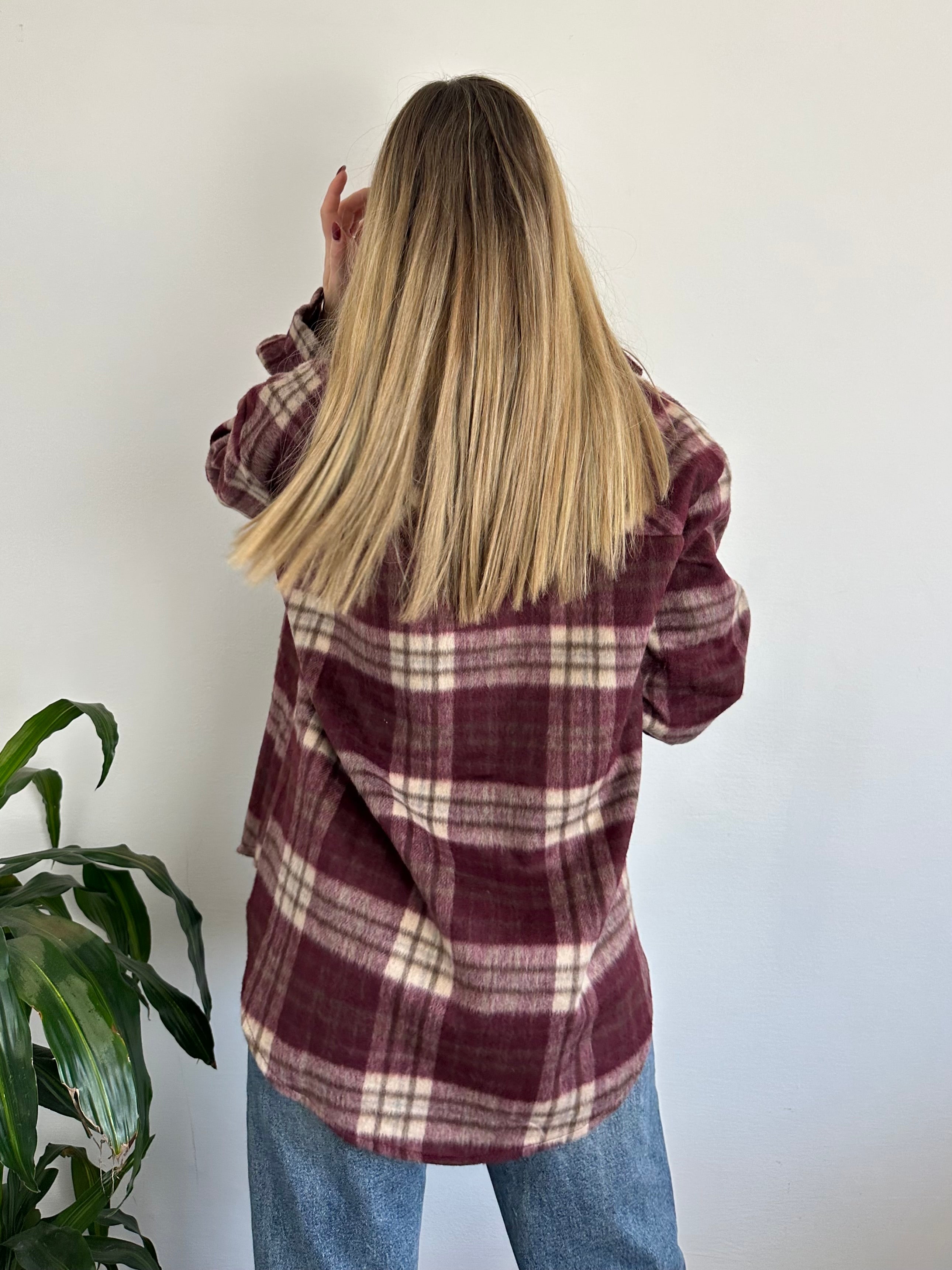 CAMICIA PELOSA COTONE BORGOGNA