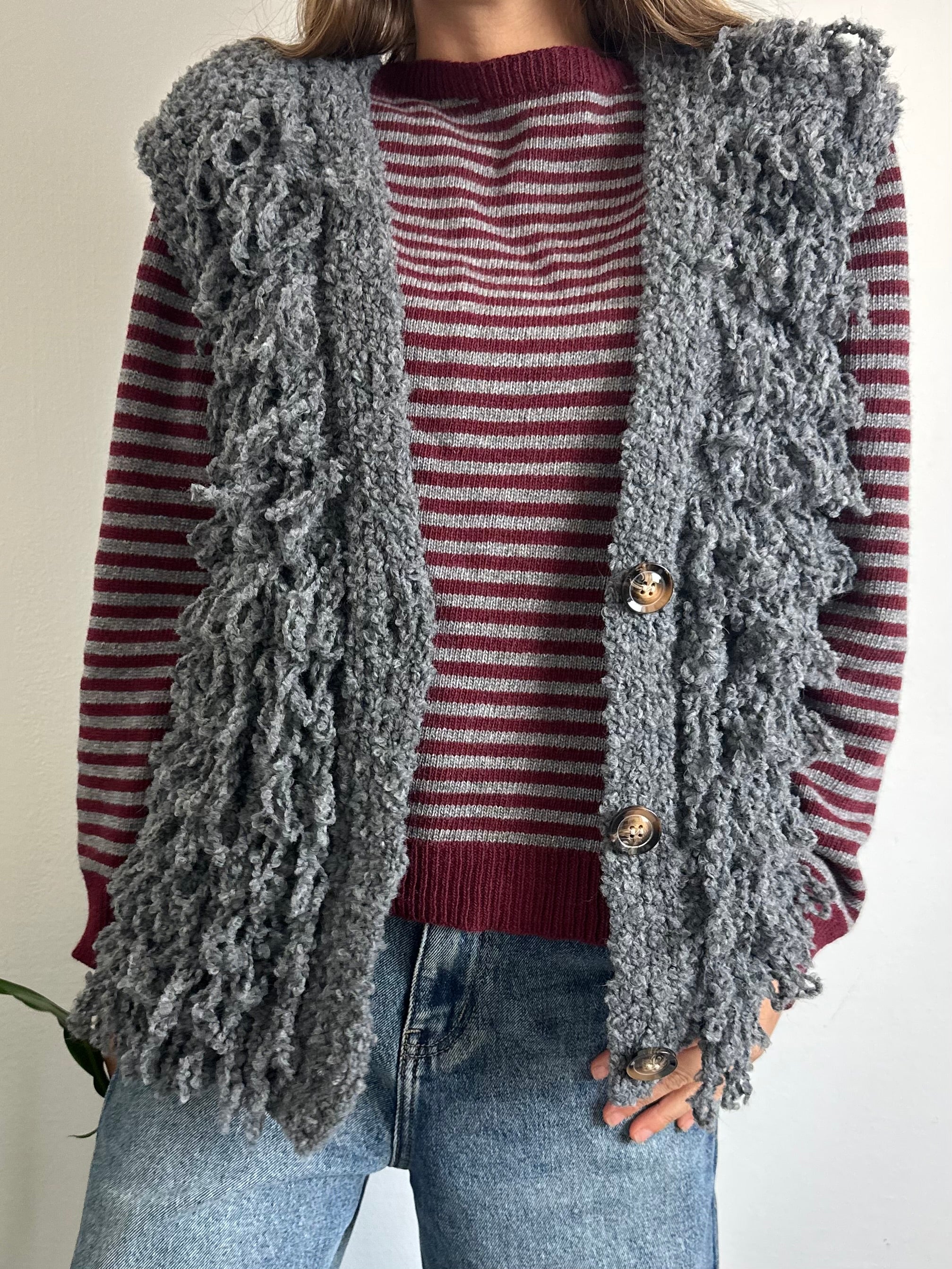 GILET misto LANA-ALPACA GRIGIO