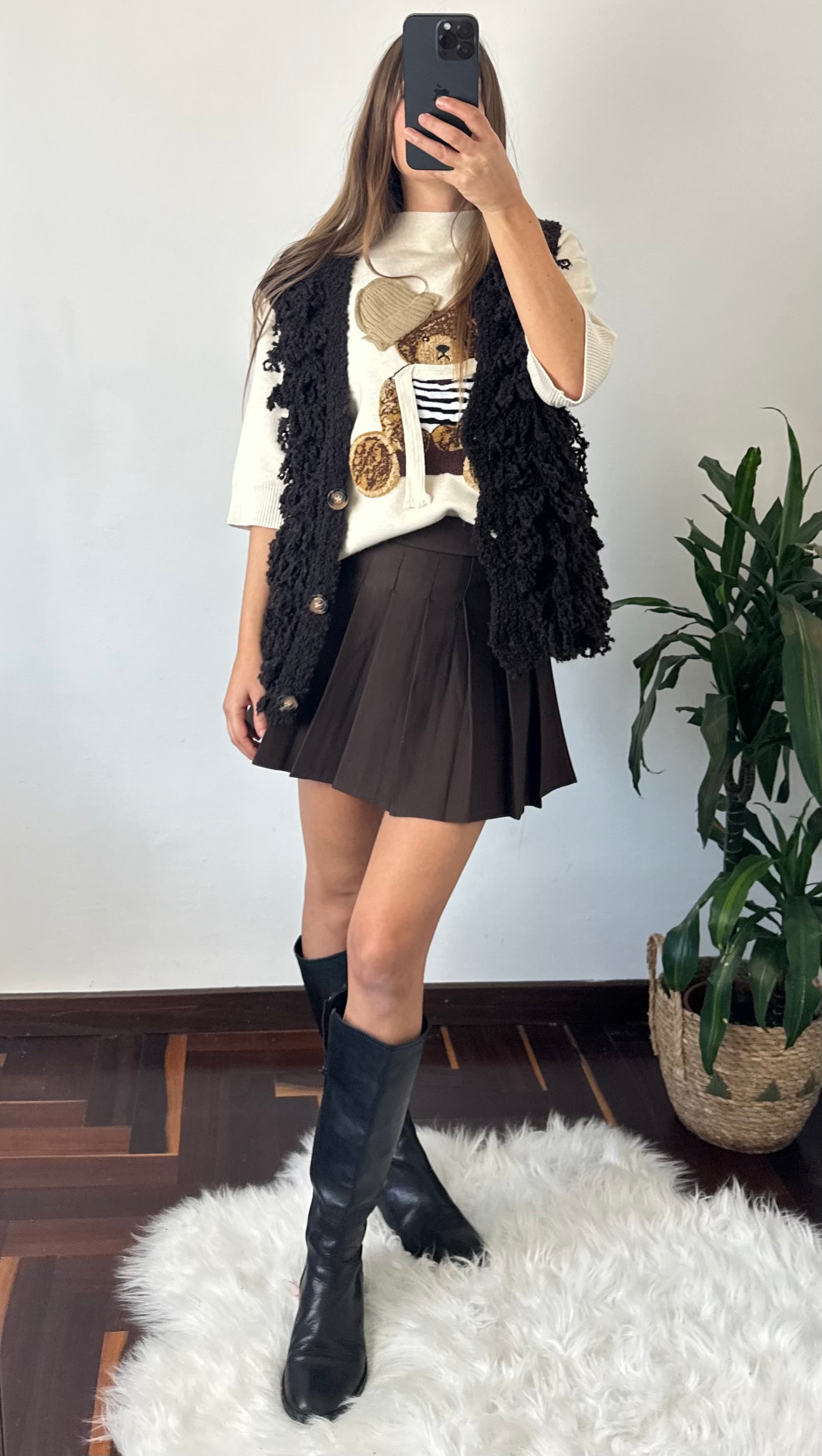 GILET misto LANA-ALPACA CIOCCOLATO