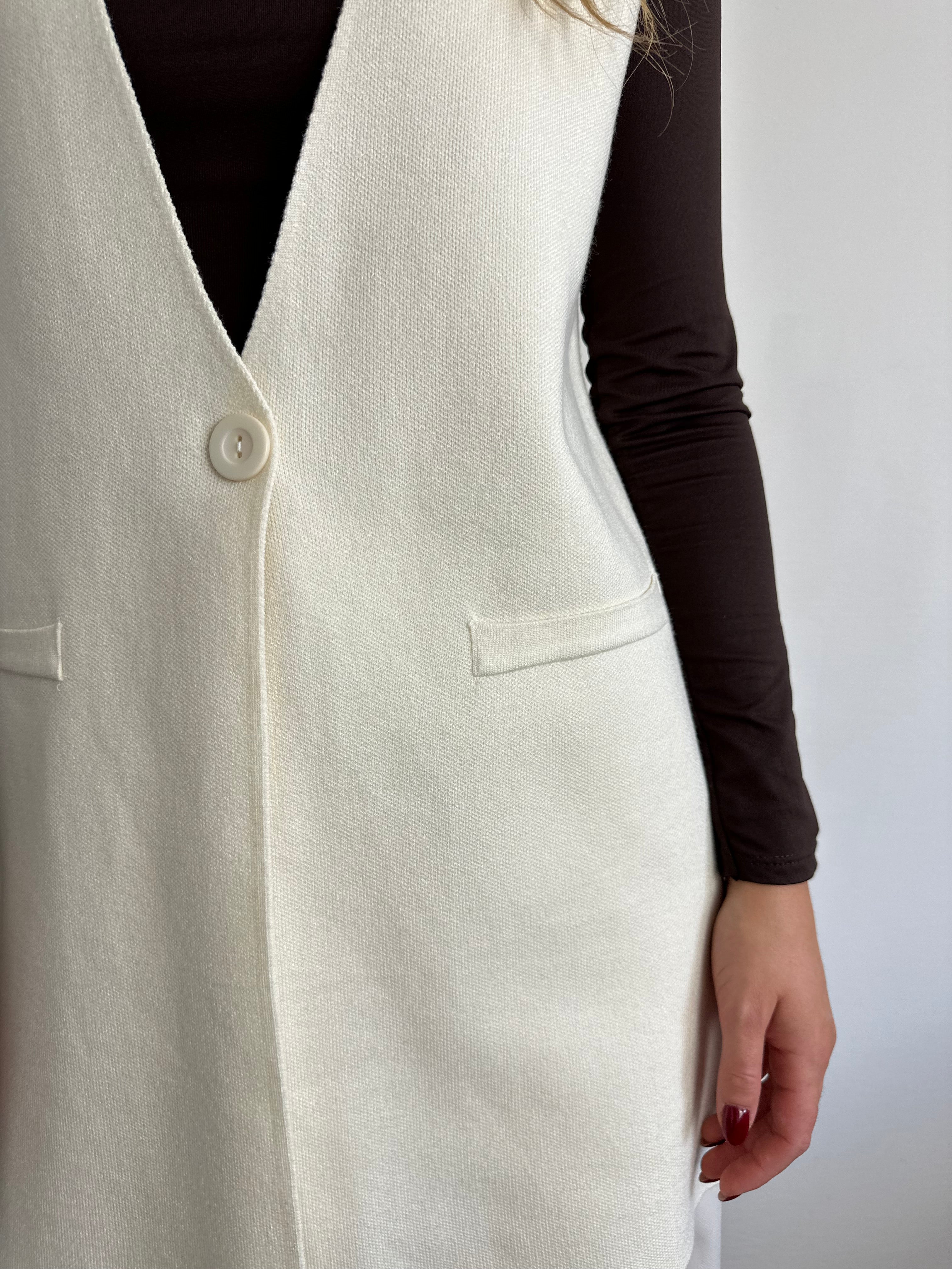 GILET in MAGLIA PANNA