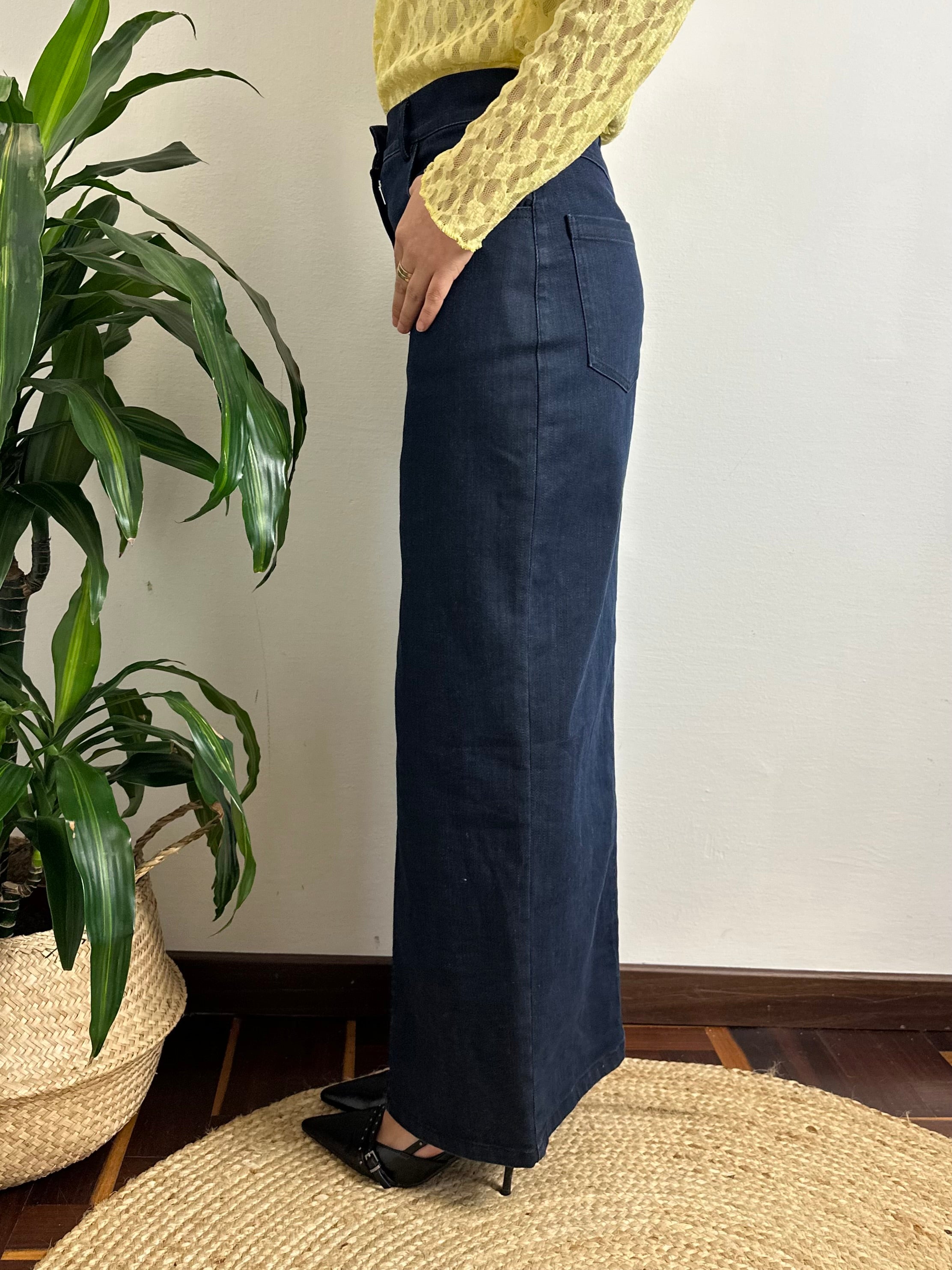 LONGUETTE DENIM in COTONE CON SPACCO