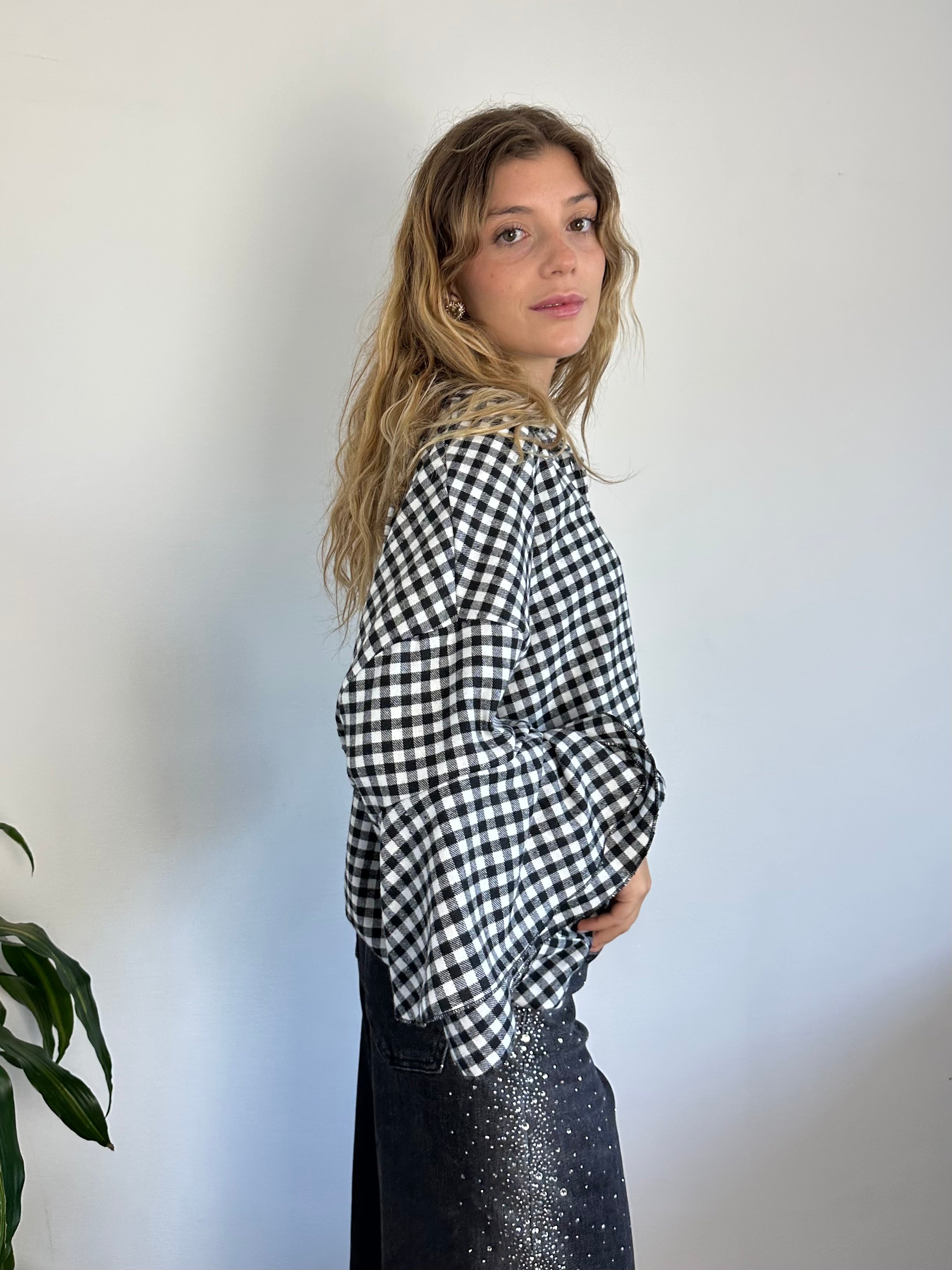 CAMICIA A QUADRI MANICHE A BALZE
