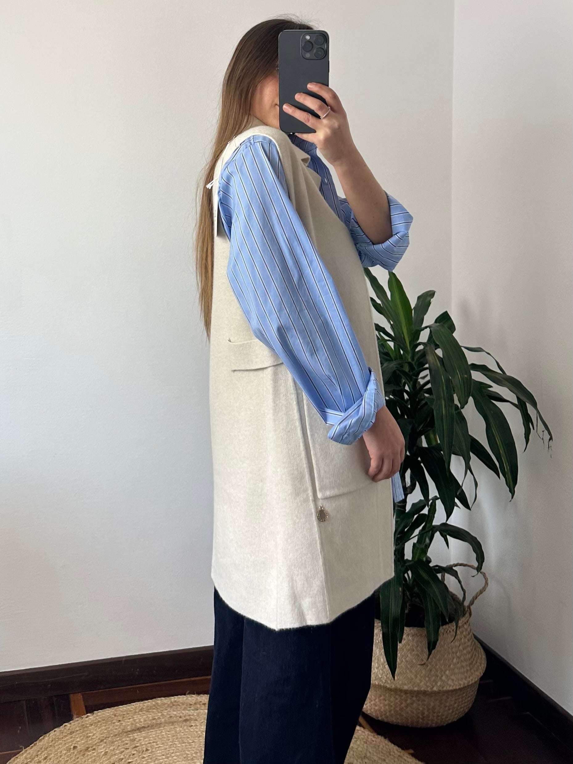 GILET in MAGLIA CON TASCHE PANNA