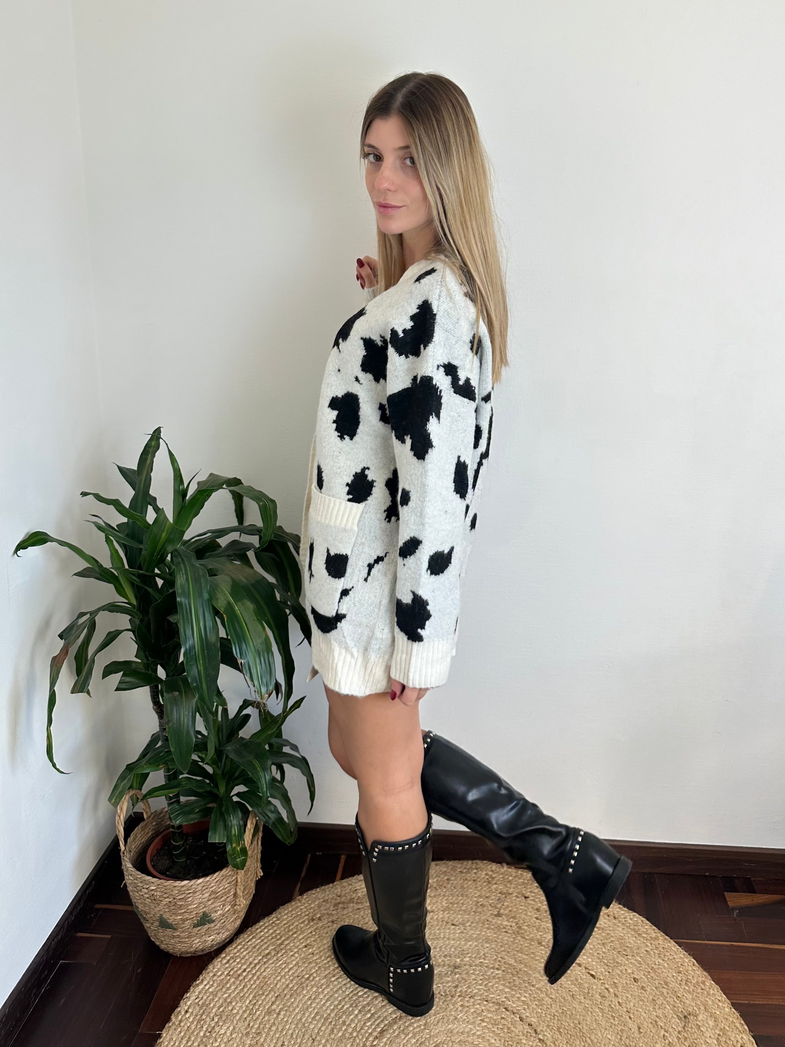 CARDIGAN COW MISTO LANA