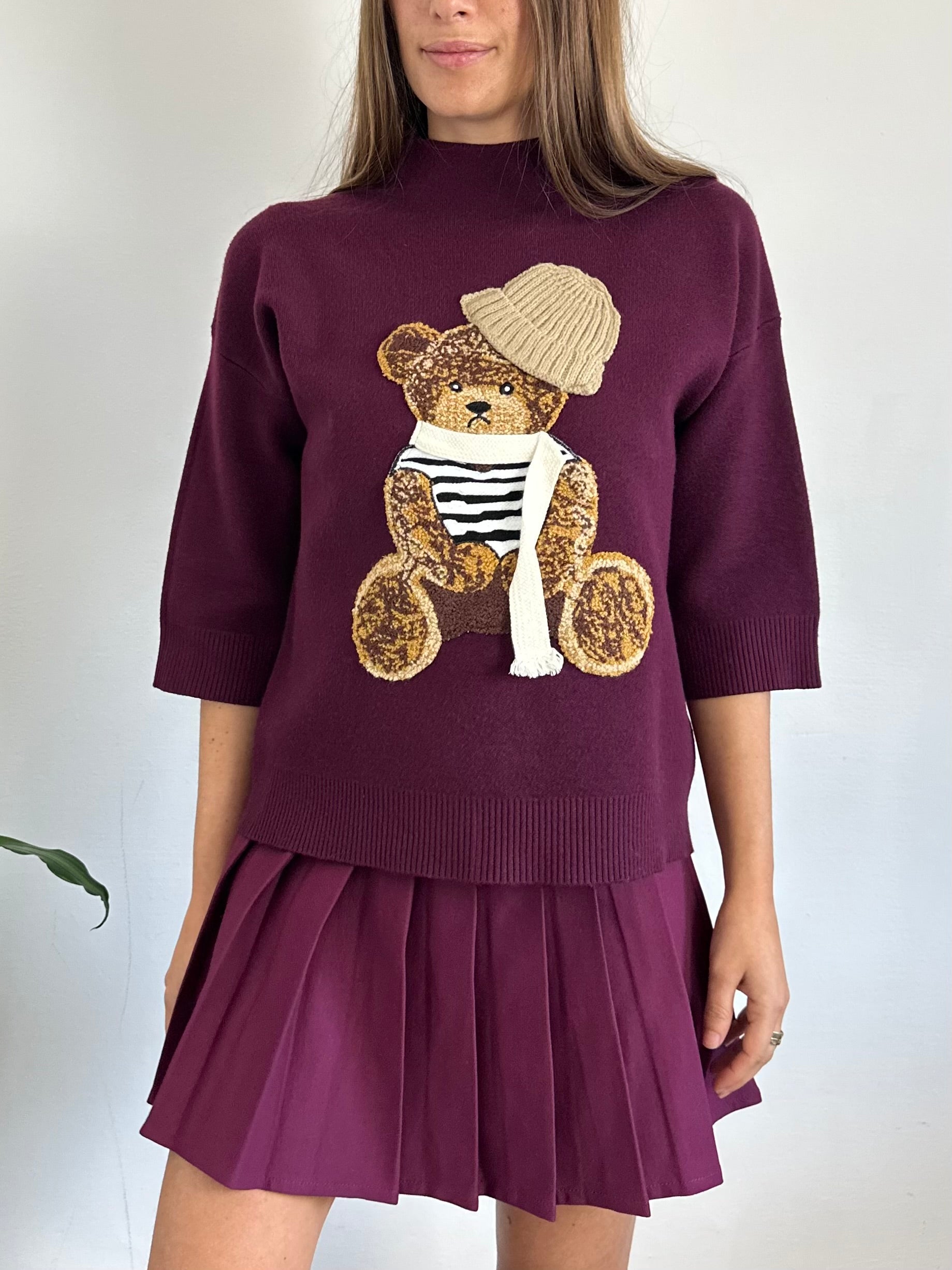 MAGLIONE TEDDY BORDEAUX