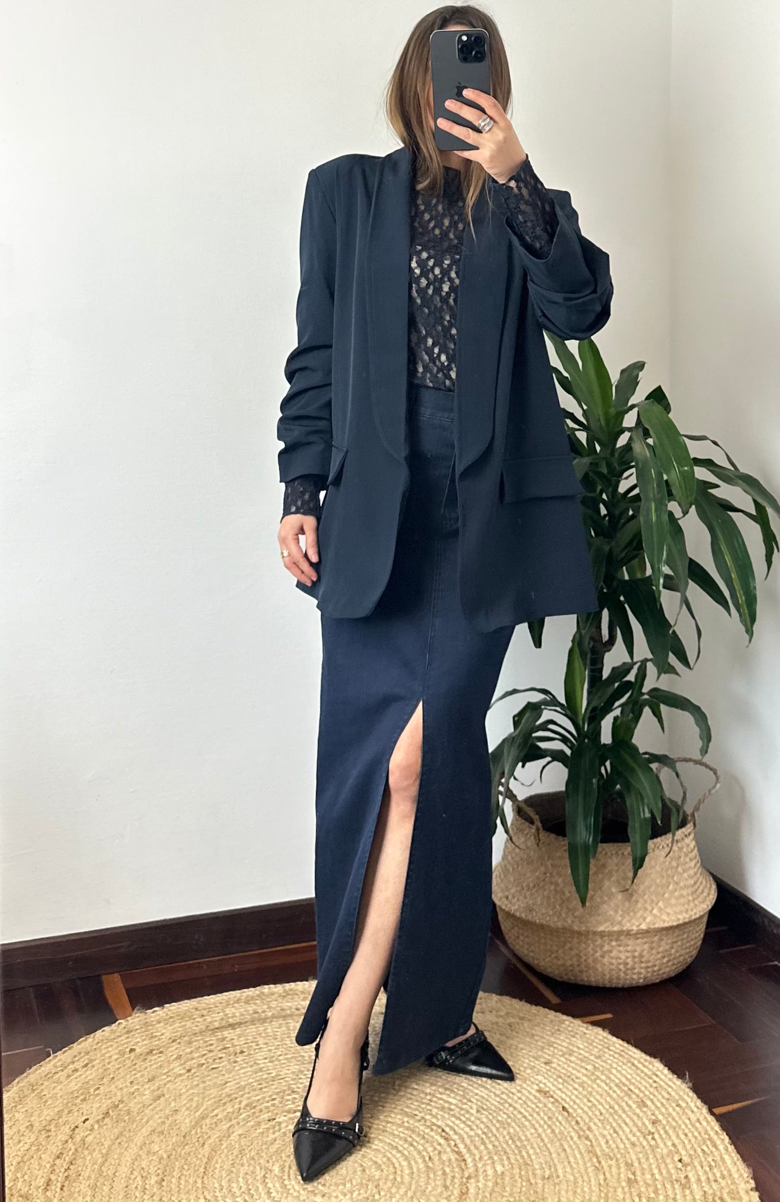 MAGLIA ELASTICIZZATA PIZZO BLU NOTTE