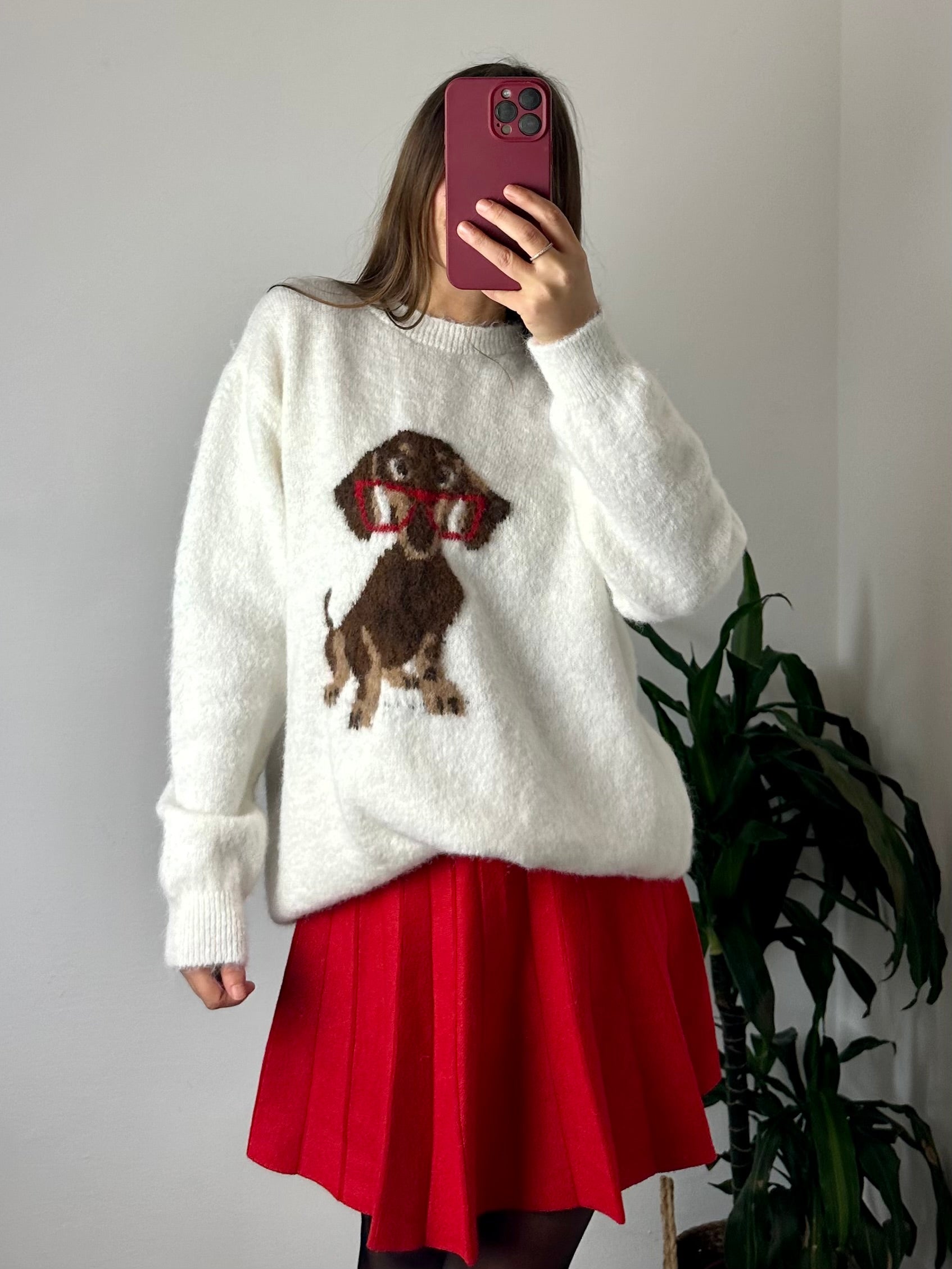 PULLOVER DOG misto LANA-MOHAIR BIANCO