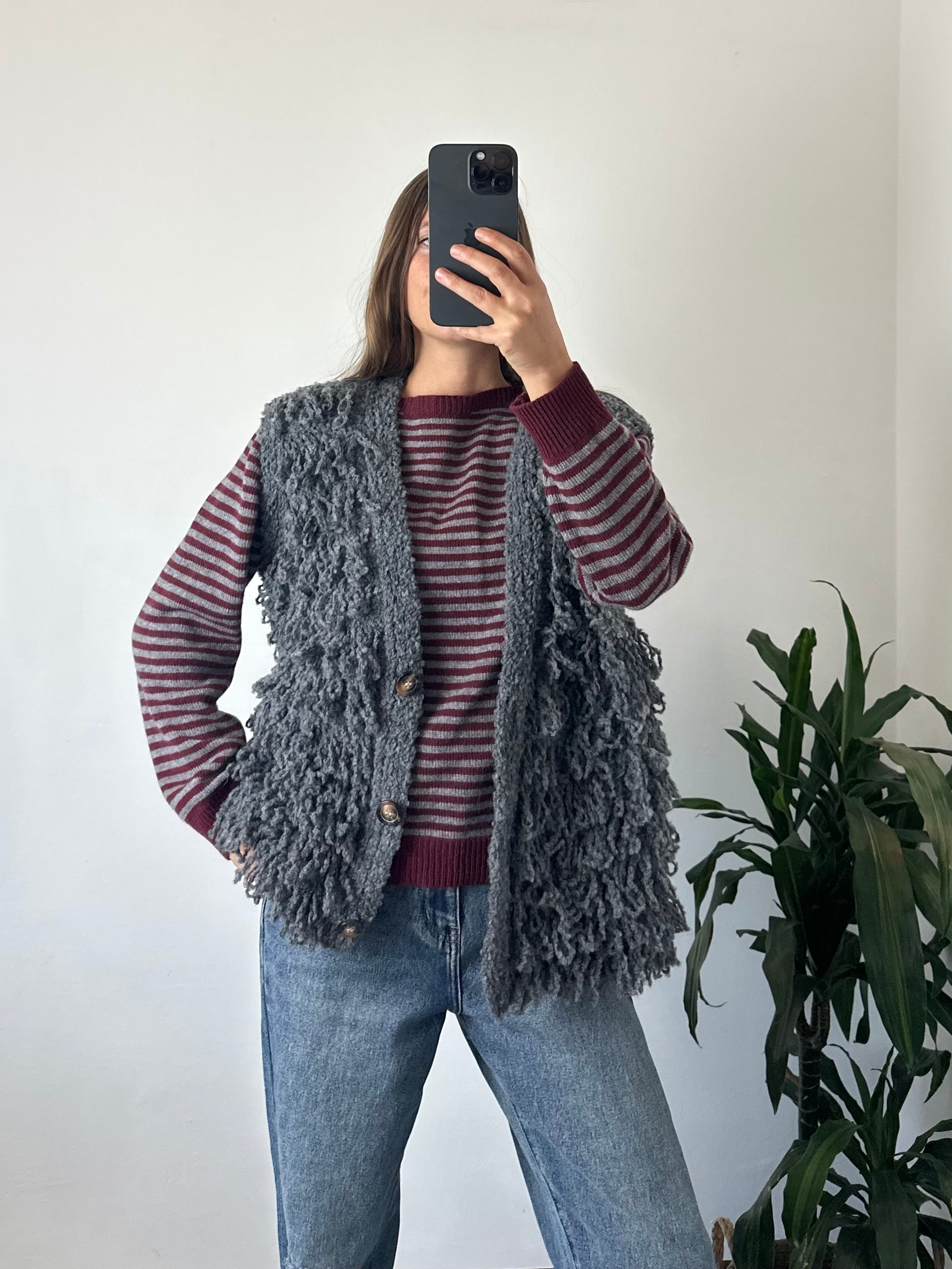 MAGLIONCINO RIGHE misto CASHMERE bordeaux-grigio