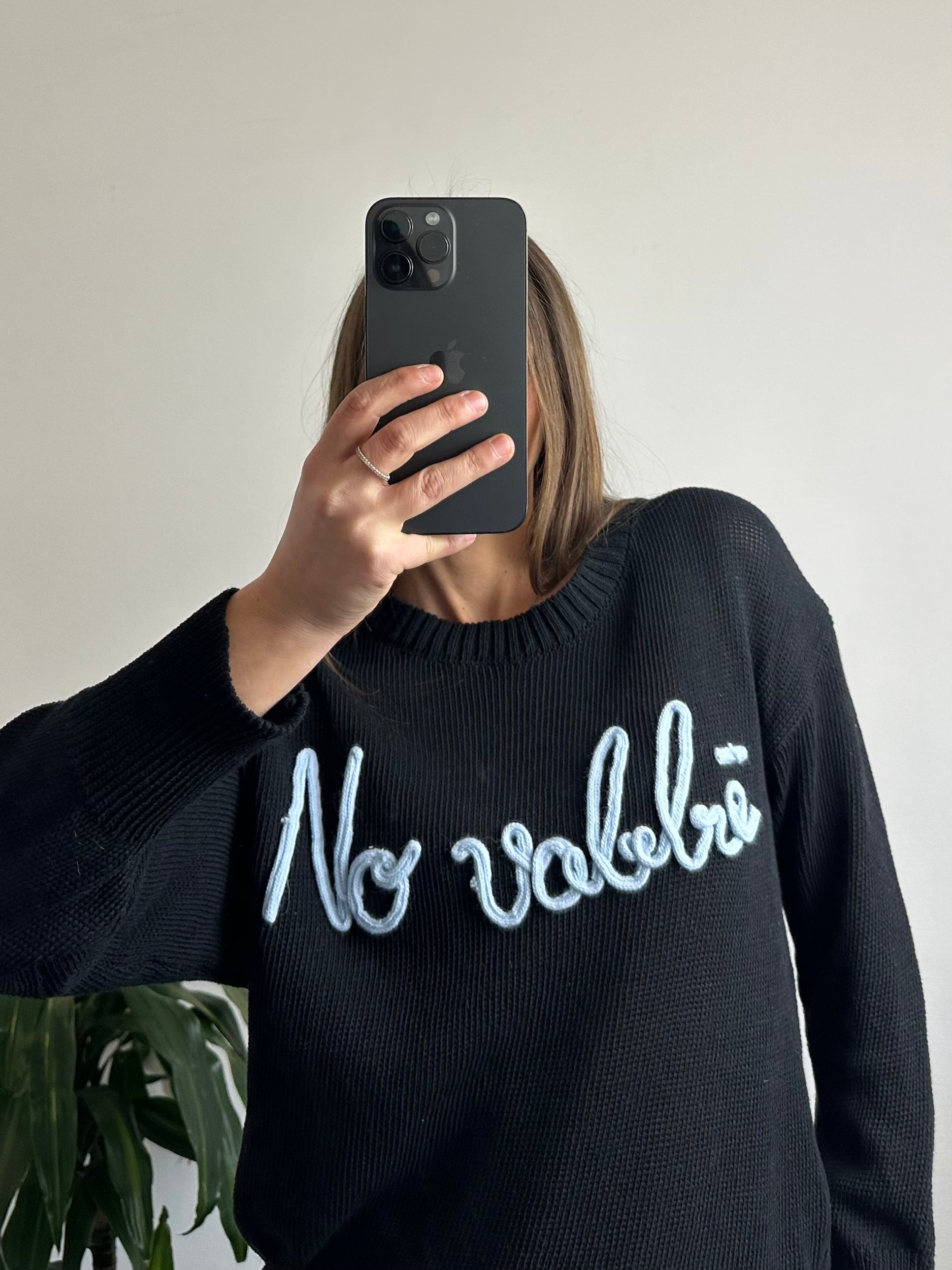 PULLOVER “No vabbè” 100% cotone NERO