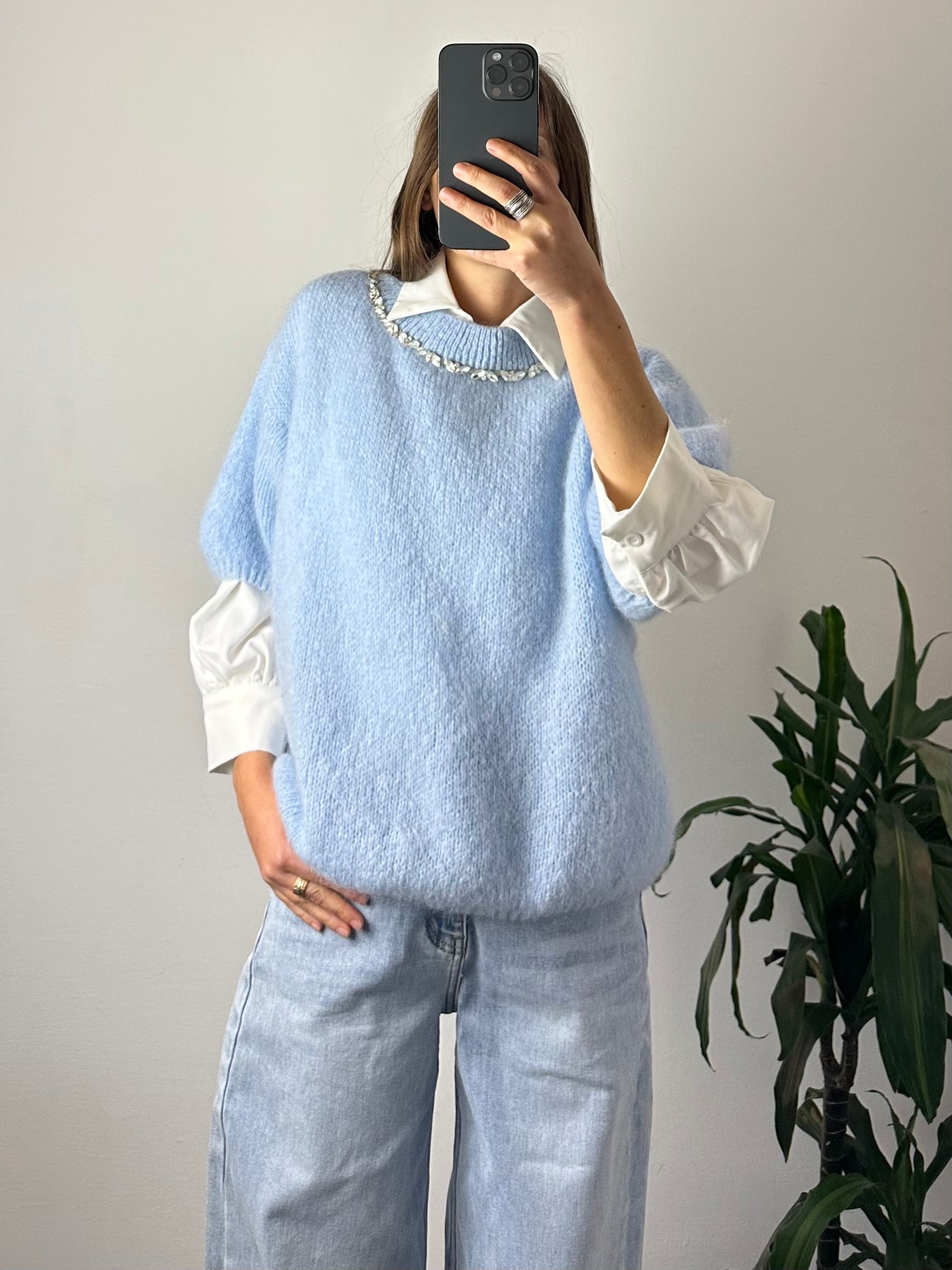 MAGLIONE MOHAIR AZZURRO