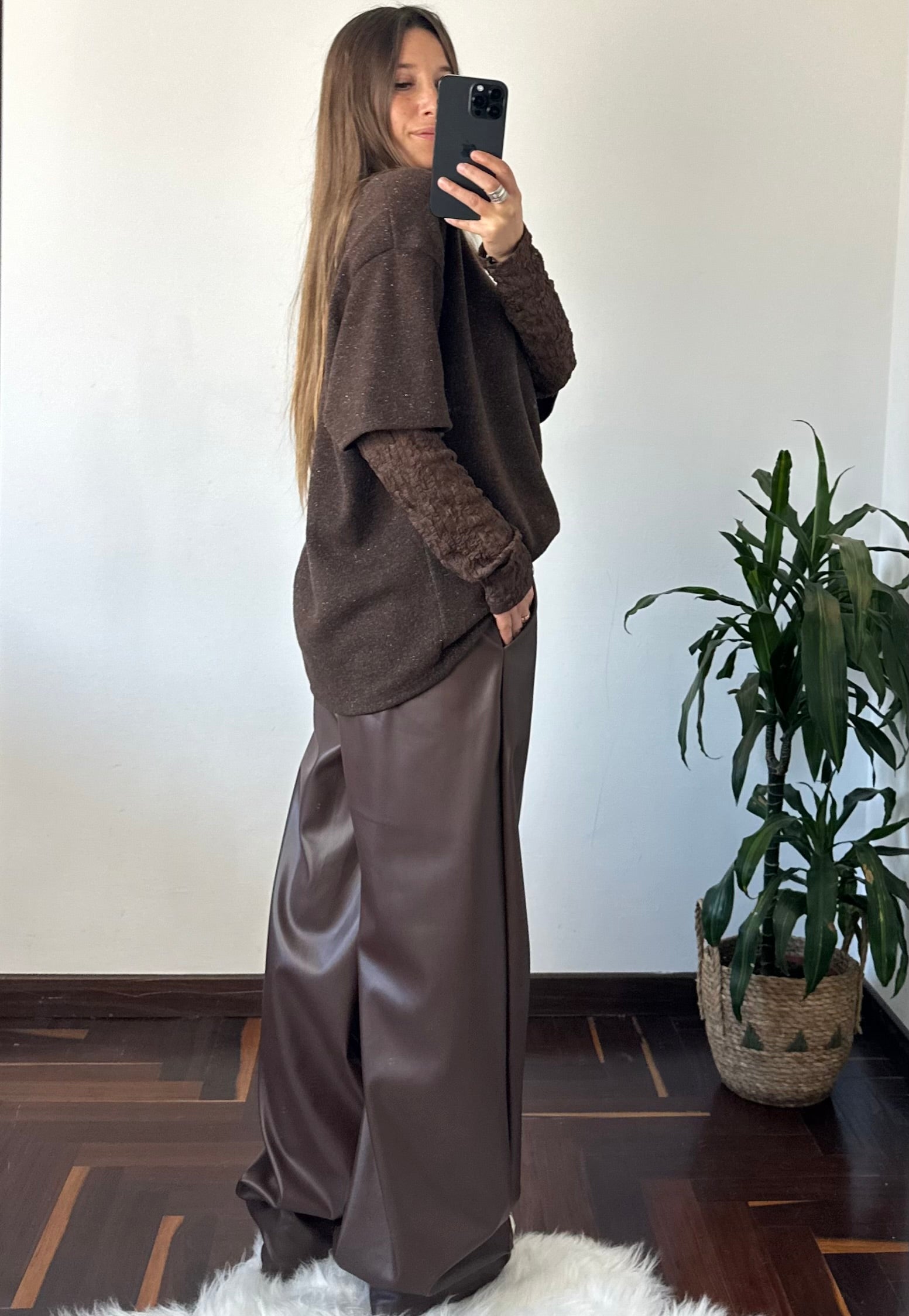 PANTALONE ECOPELLE MARRONE