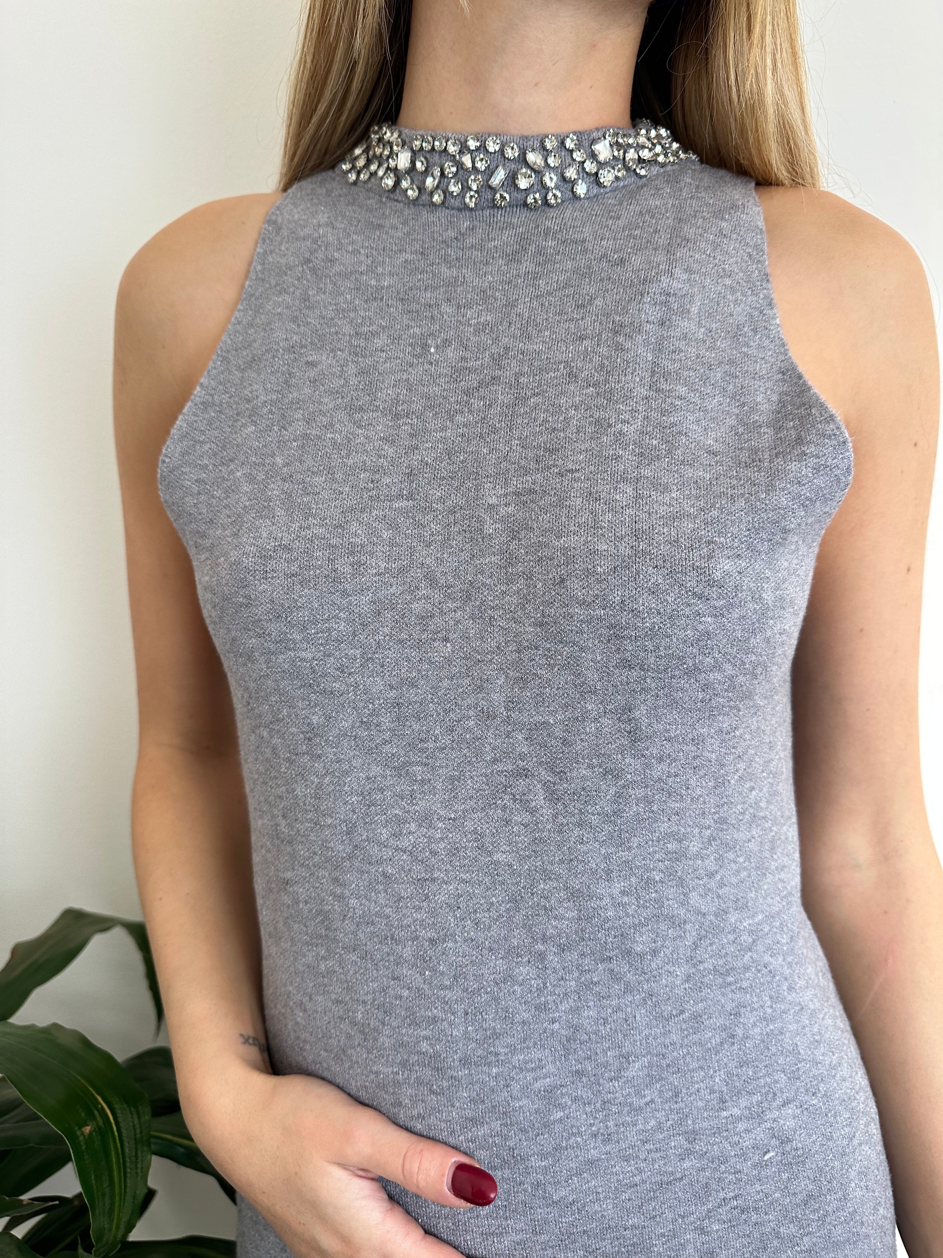 ABITO MAGLIA SMANICATO GIOIELLO GRIGIO