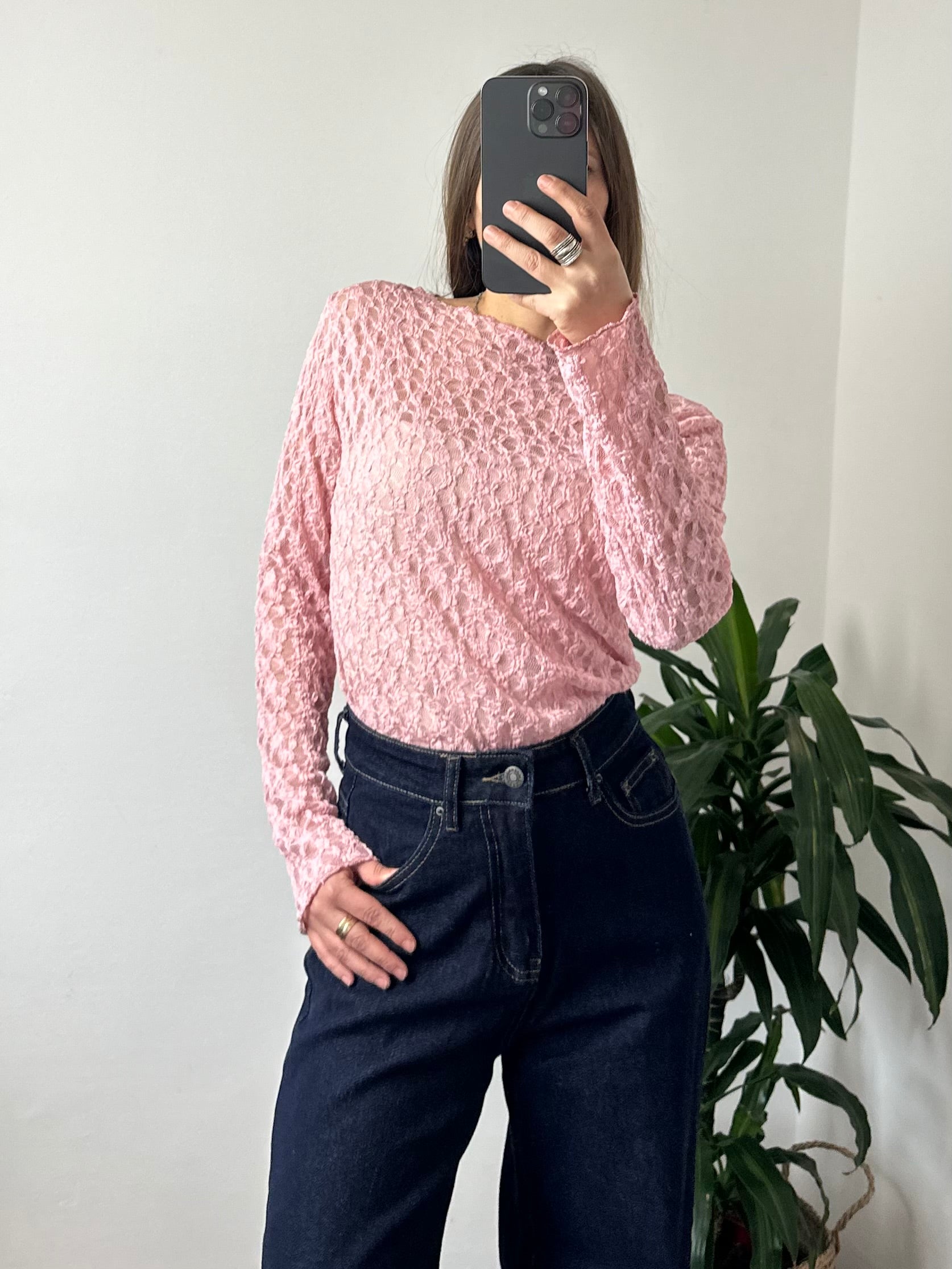 MAGLIA ELASTICIZZATA PIZZO ROSA