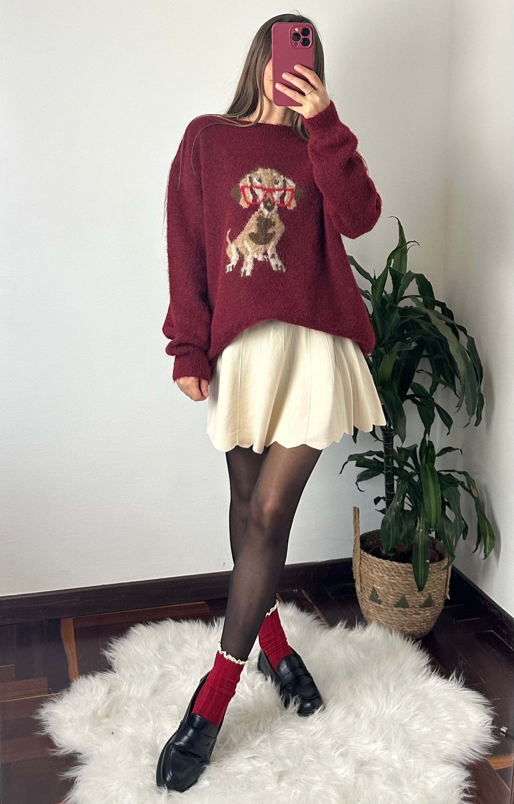 PULLOVER DOG misto LANA-MOHAIR BORDEAUX