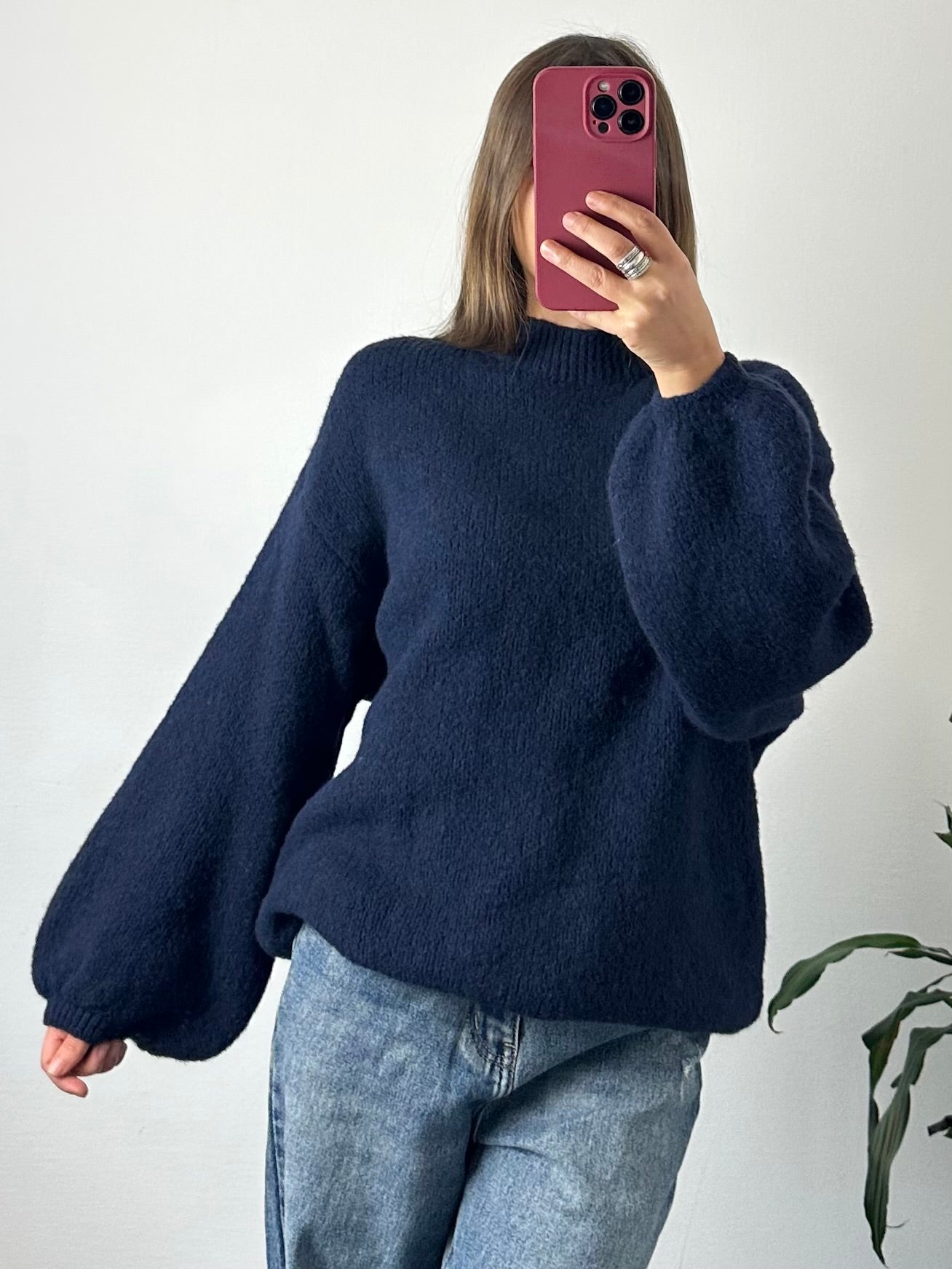 MAGLIONE MISTO LANA-ALPACA BLU SCURO