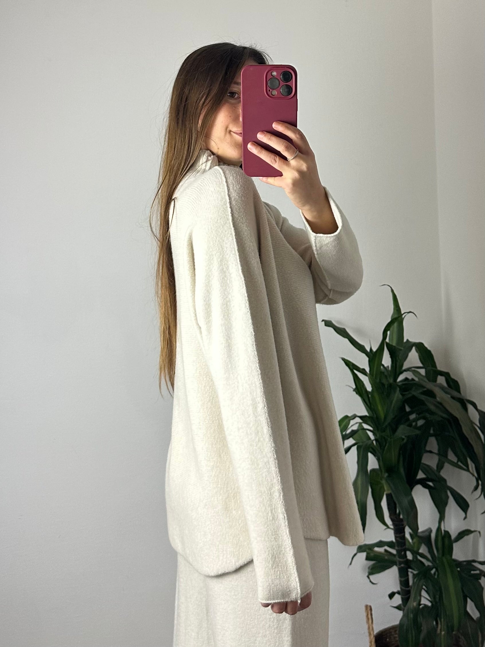 COORDINATO COLLO ALTO VISCOSA PANNA