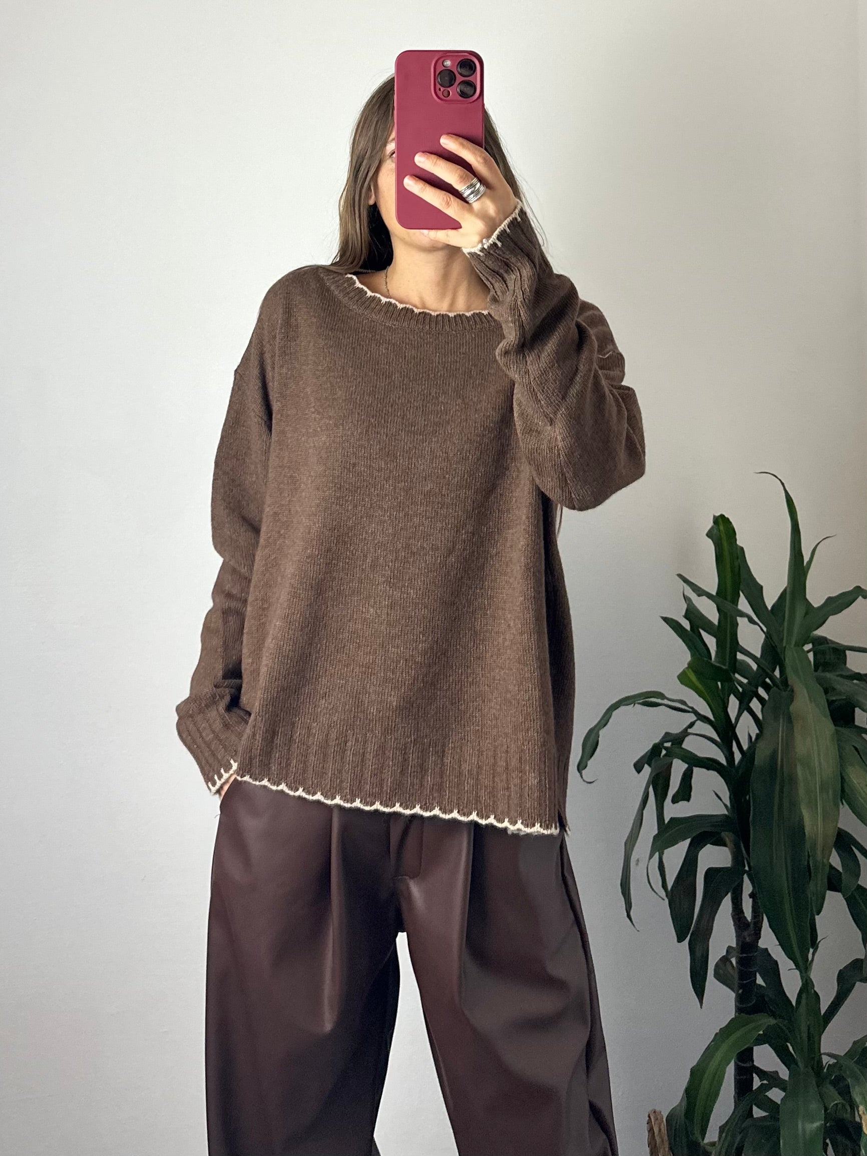 MAGLIONE in LANA MARRONE