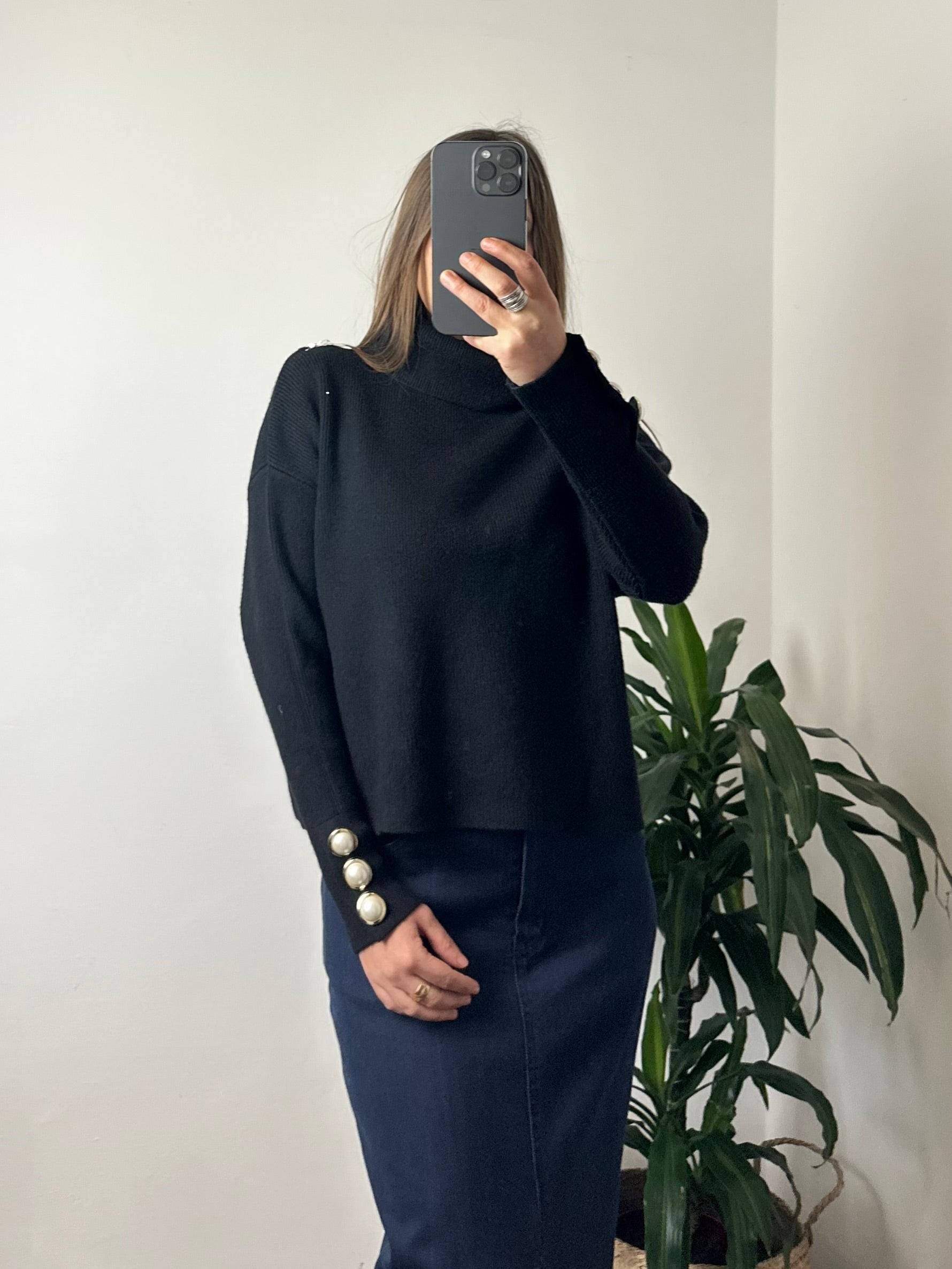 PULLOVER DOLCEVITA in VISCOSA GIOIELLO NERO