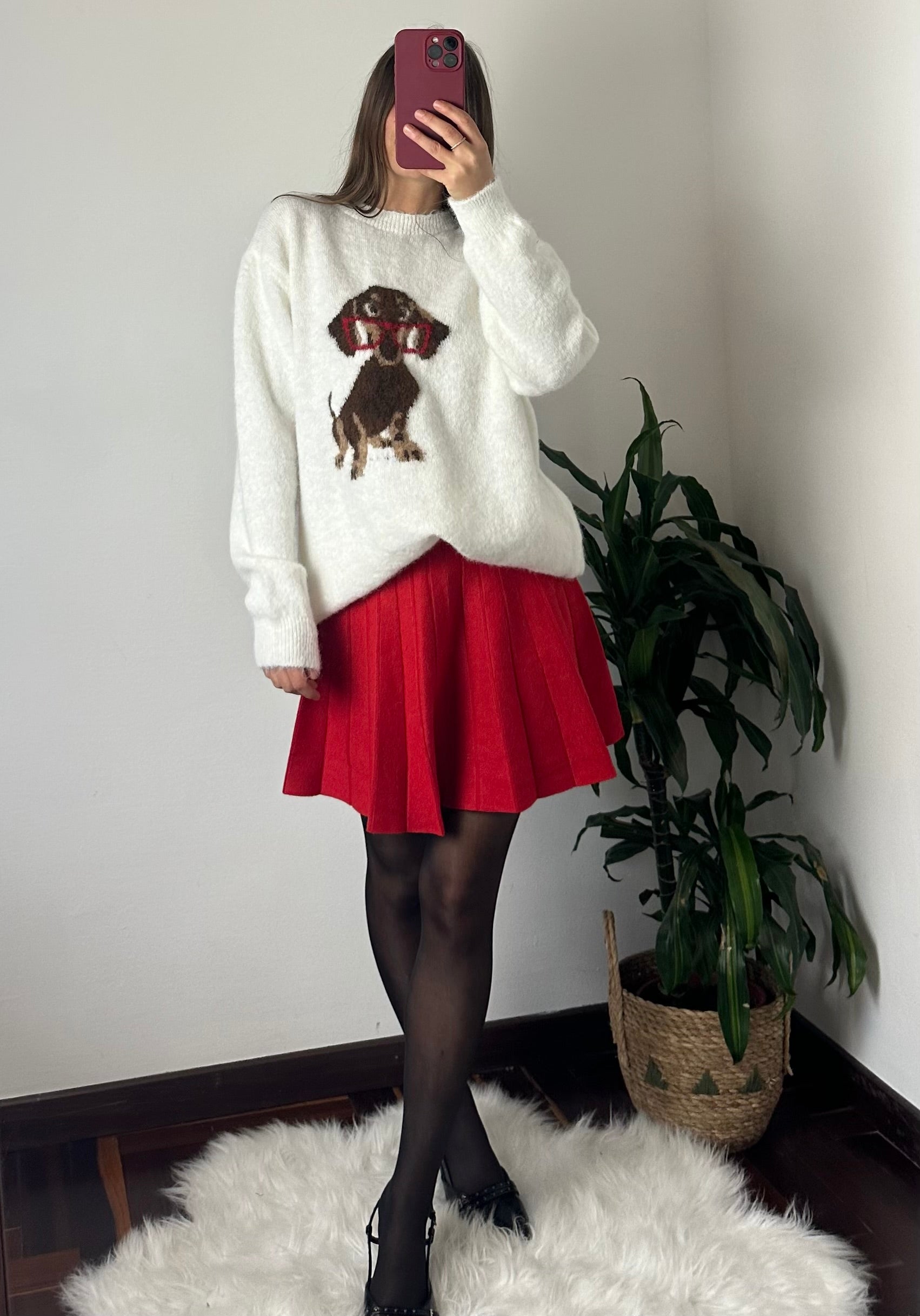 PULLOVER DOG misto LANA-MOHAIR BIANCO