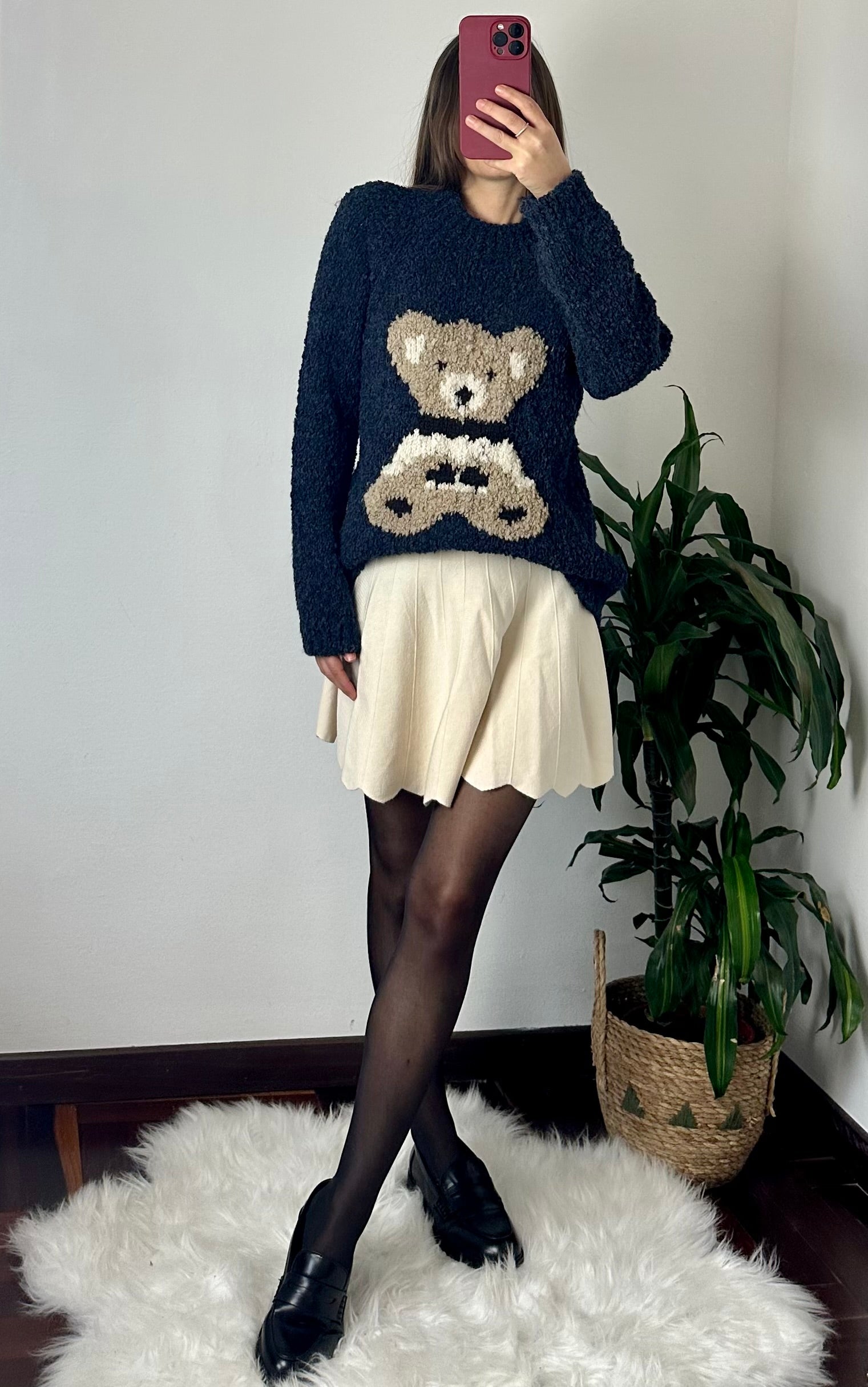 MAGLIONE BOUCLÈ TEDDY BLU