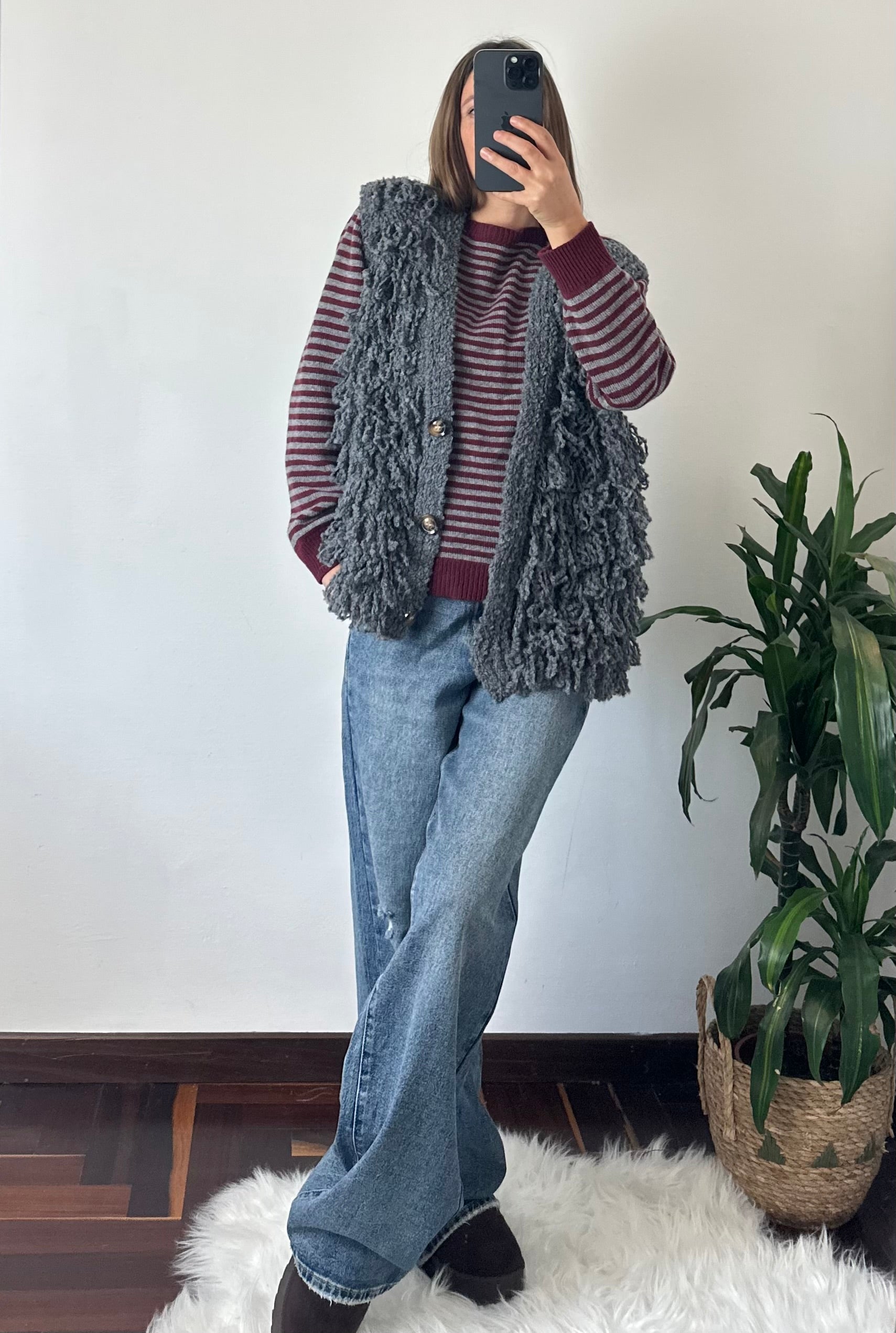 GILET misto LANA-ALPACA GRIGIO