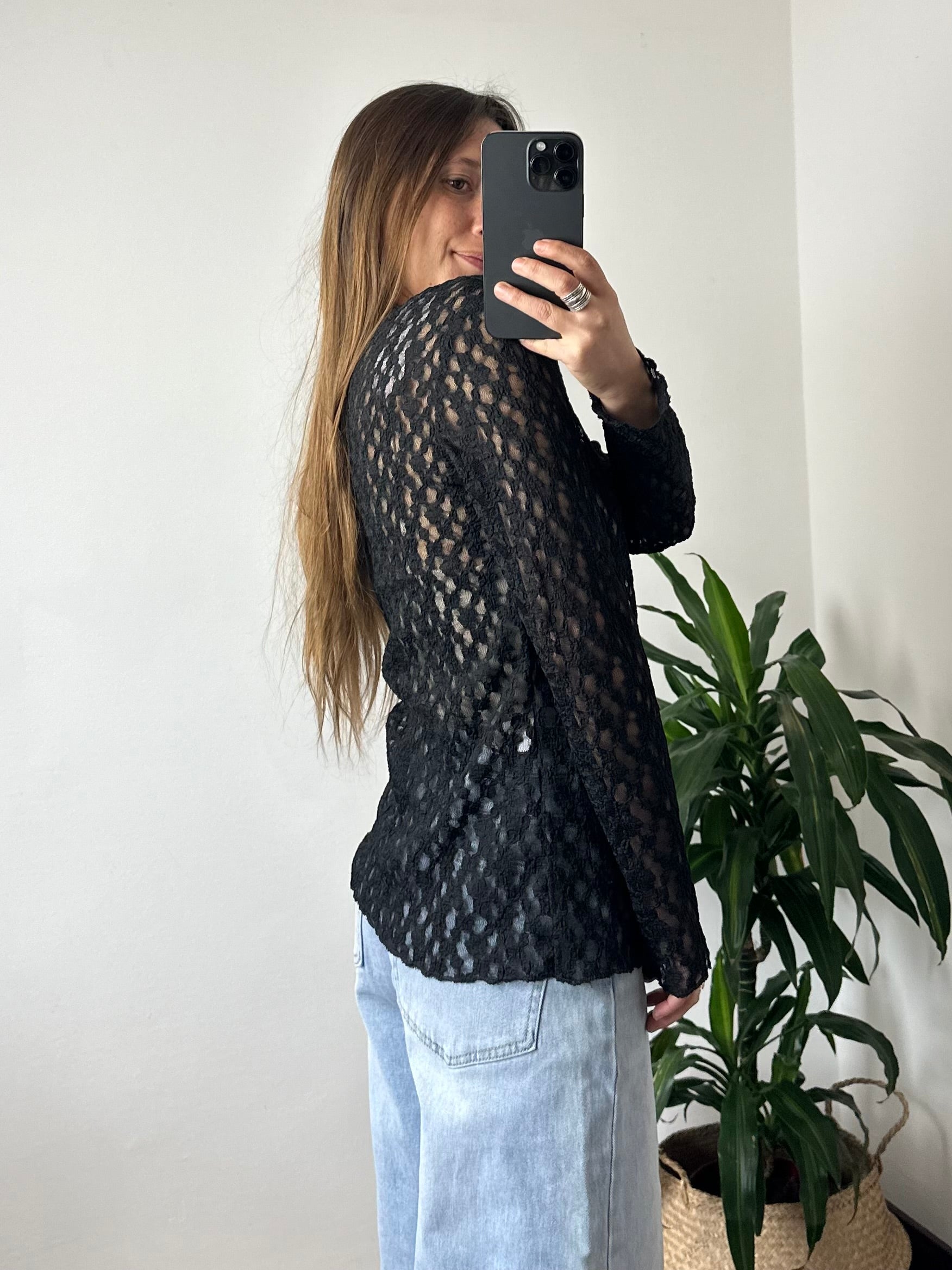 MAGLIA ELASTICIZZATA PIZZO NERO