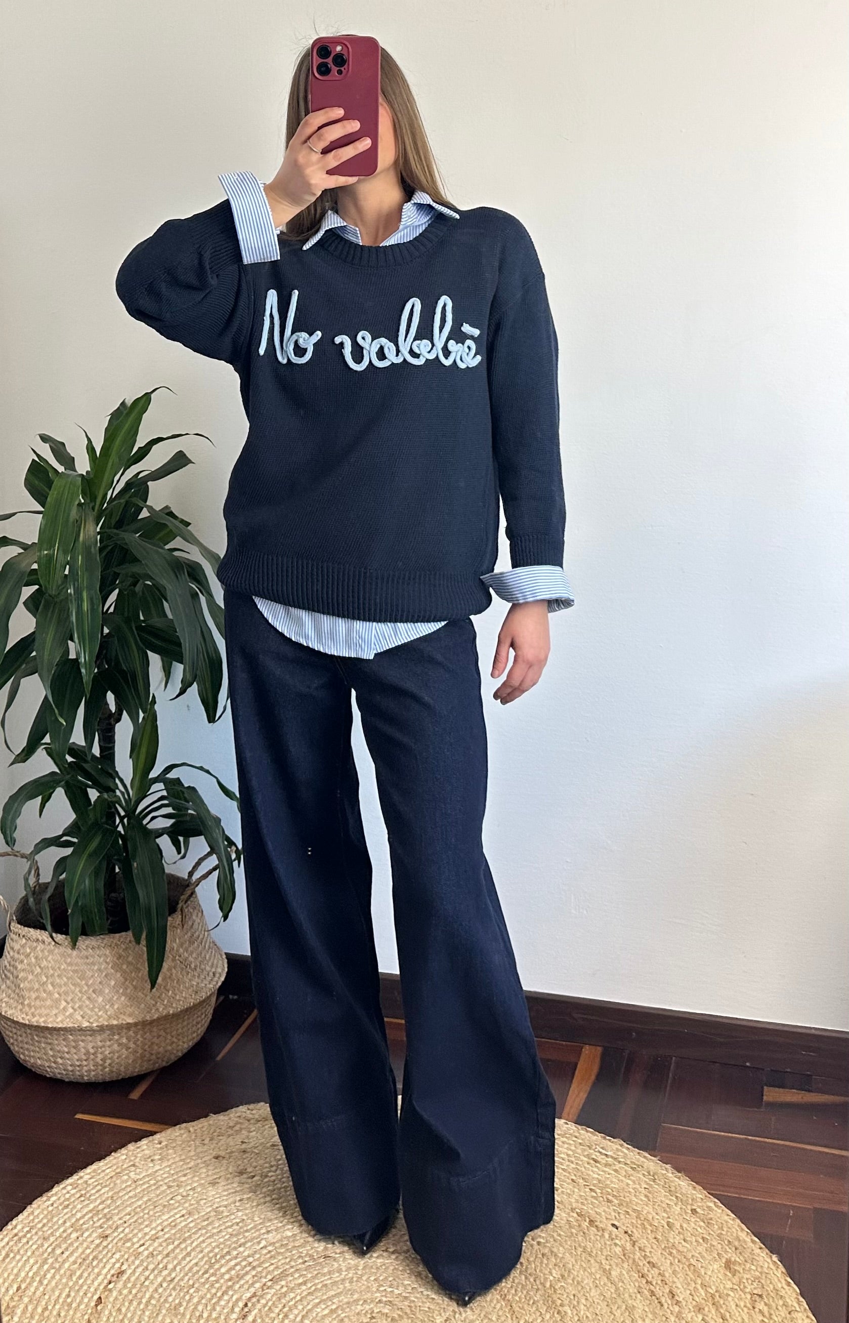 PULLOVER “No vabbè” 100% cotone BLU