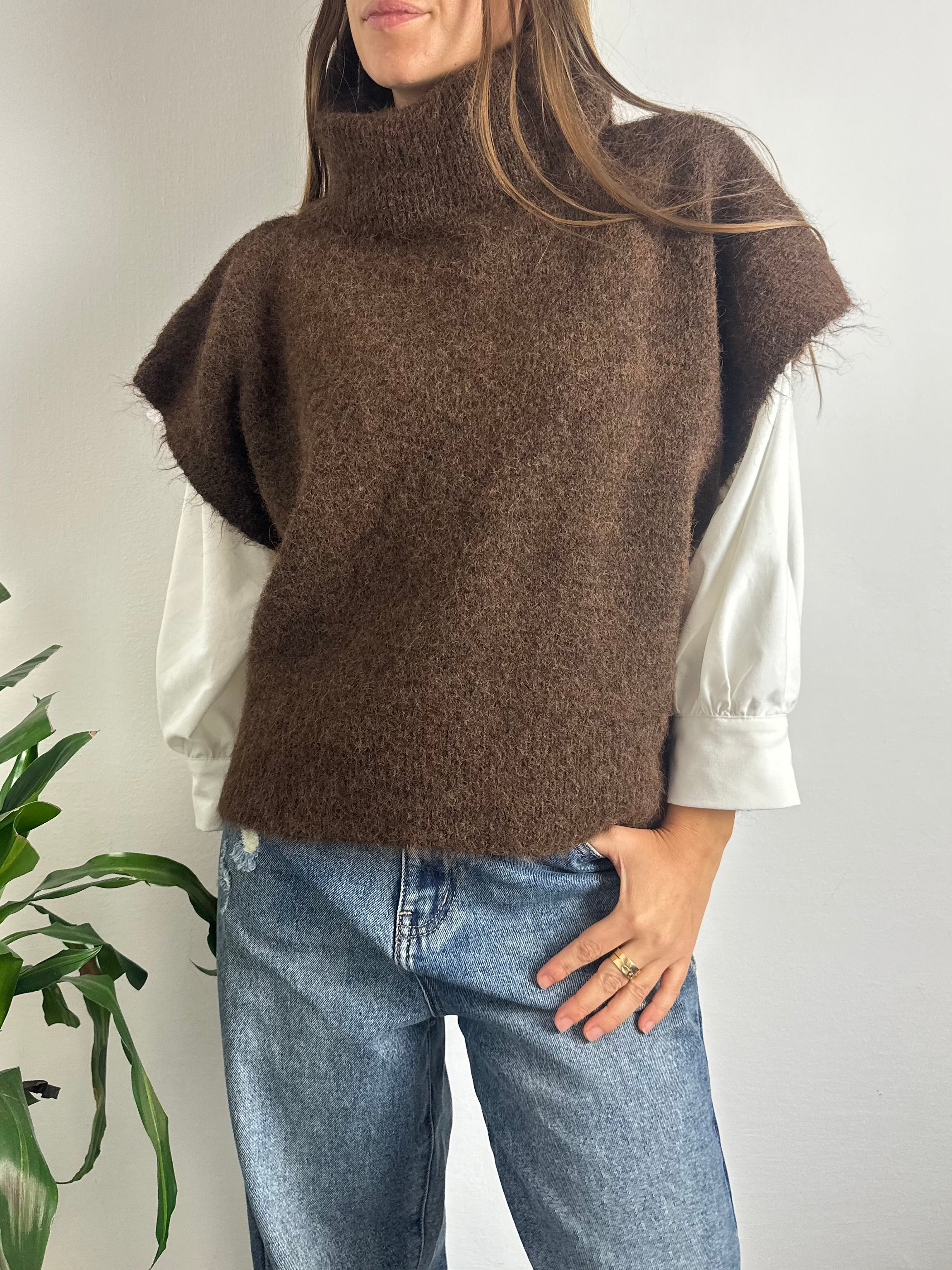 MAGLIONE MEZZA MANICA misto MOHAIR COLLO ALTO