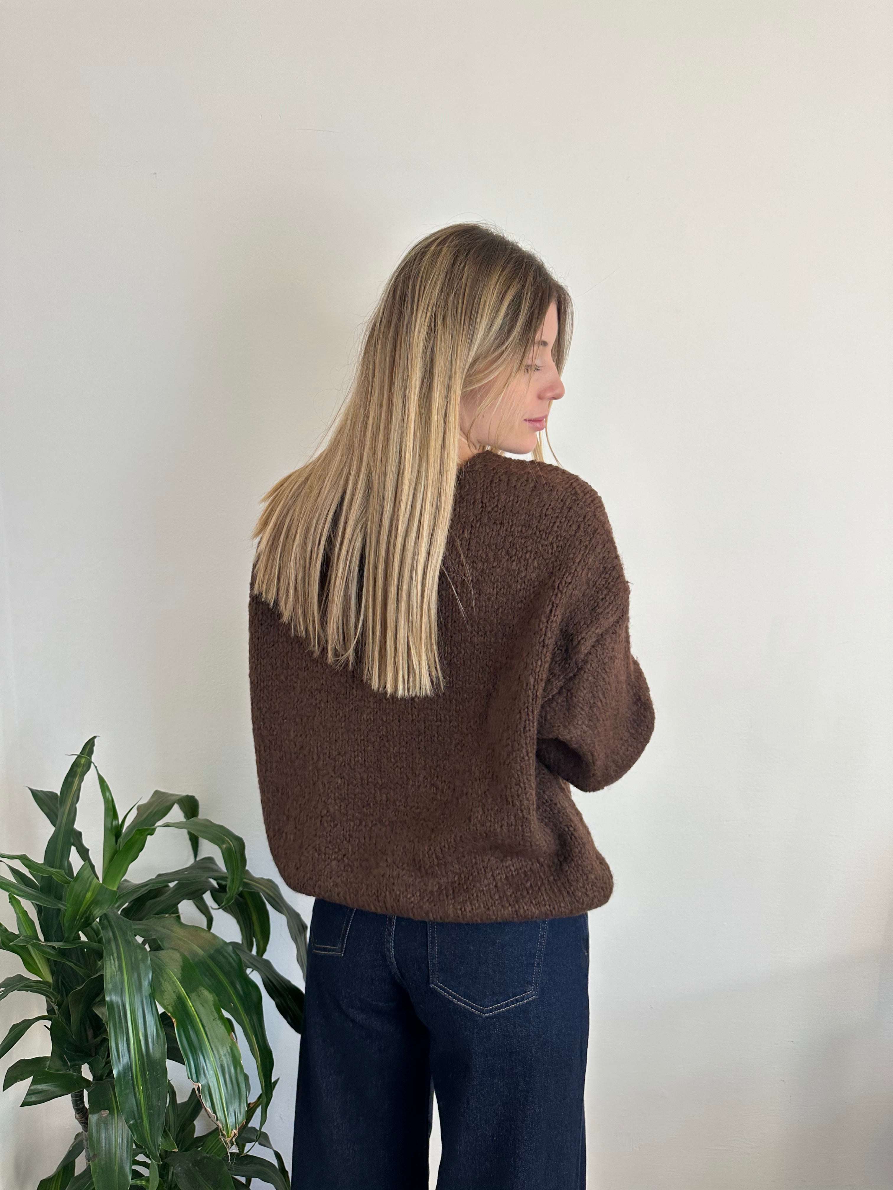 MAGLIONE MISTO LANA CIOCCOLATO