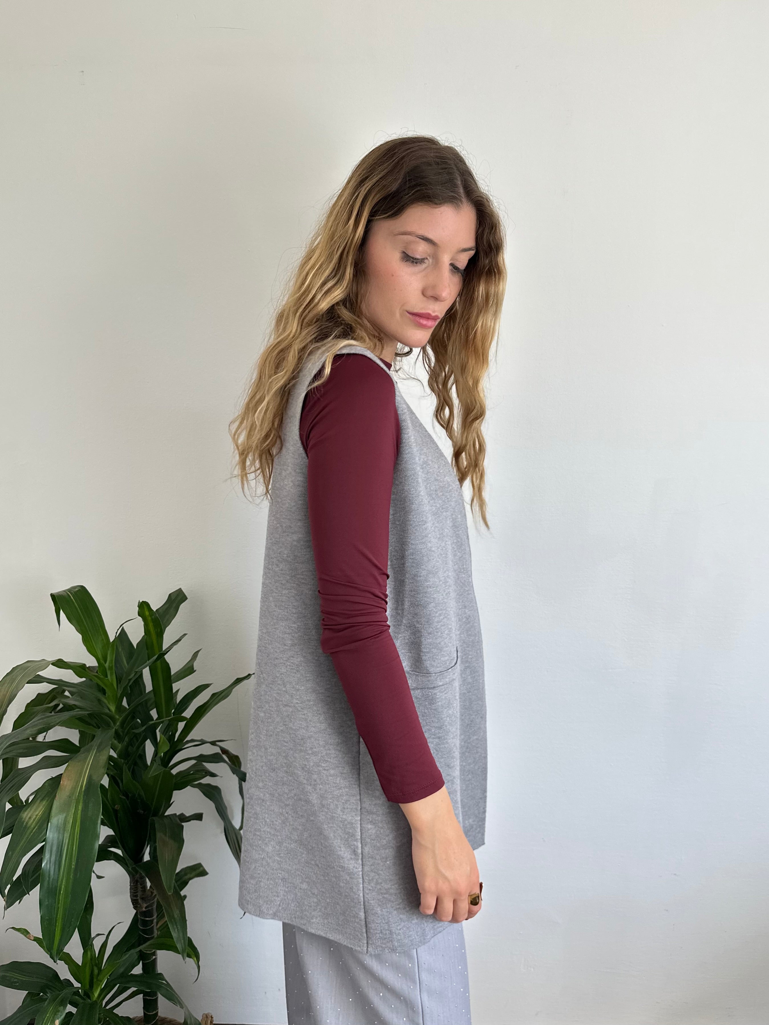 GILET in MAGLIA GRIGIO