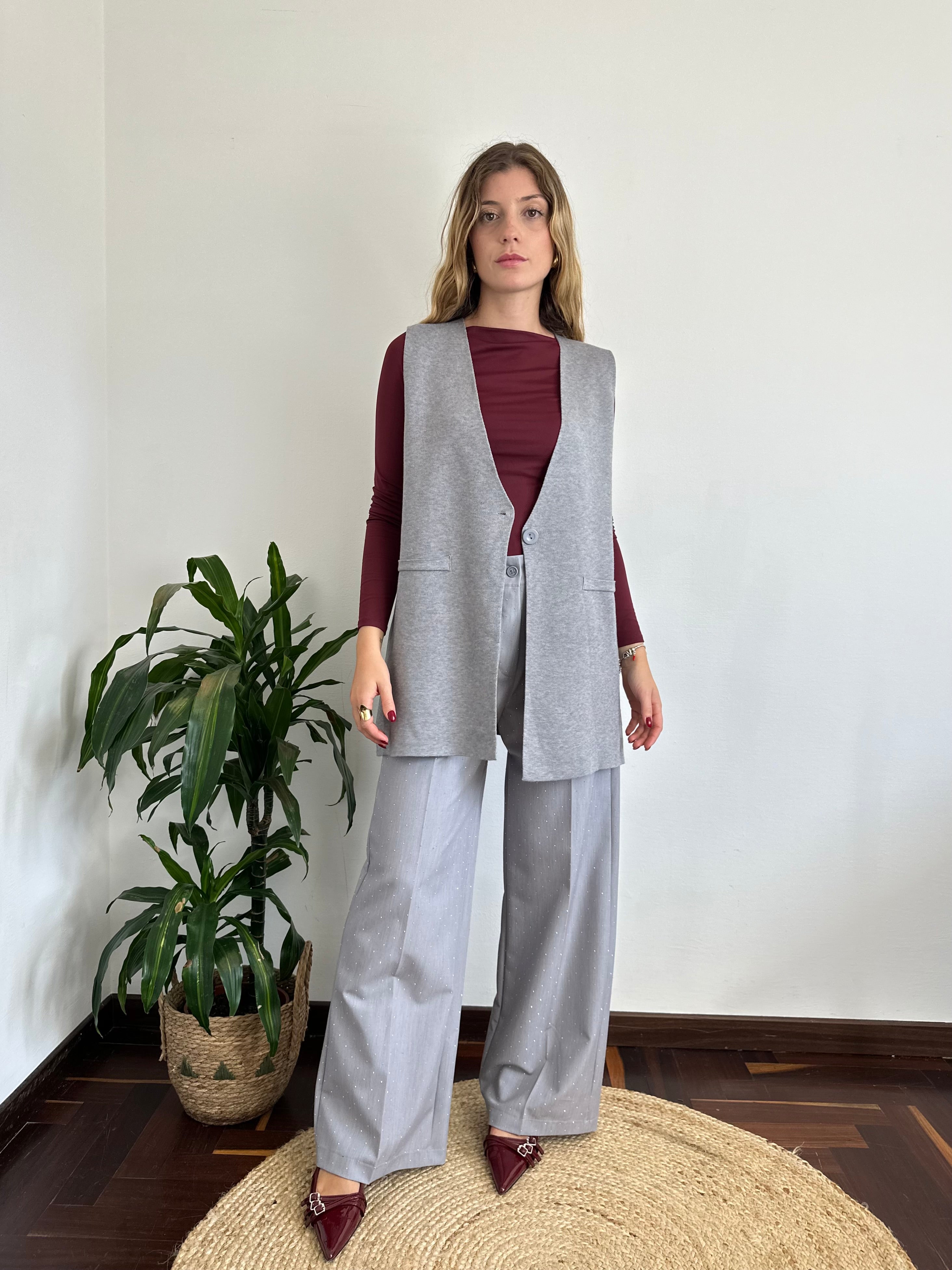 GILET in MAGLIA GRIGIO
