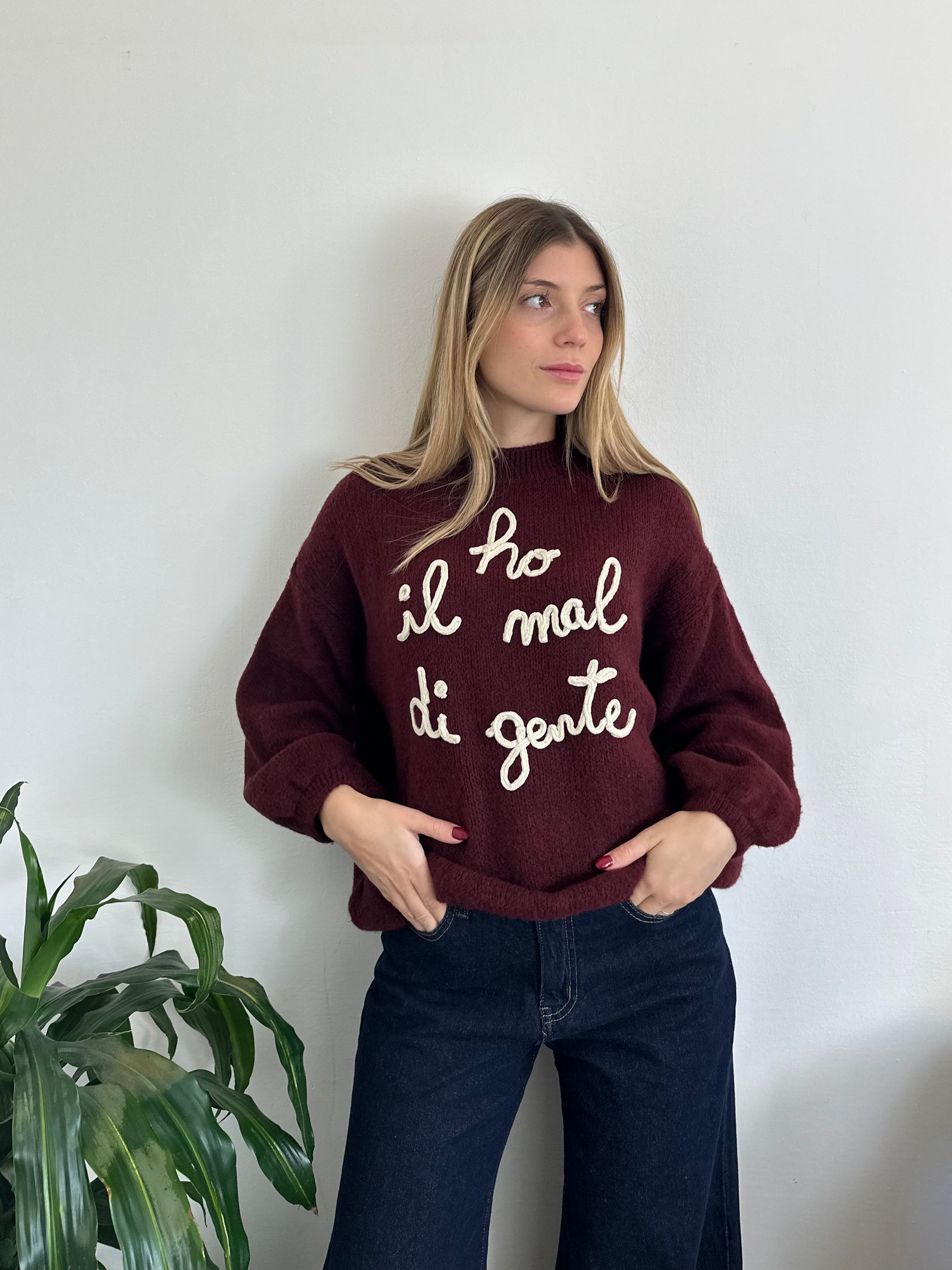 MAGLIONE “ Ho il mal di gente “ BORDEAUX